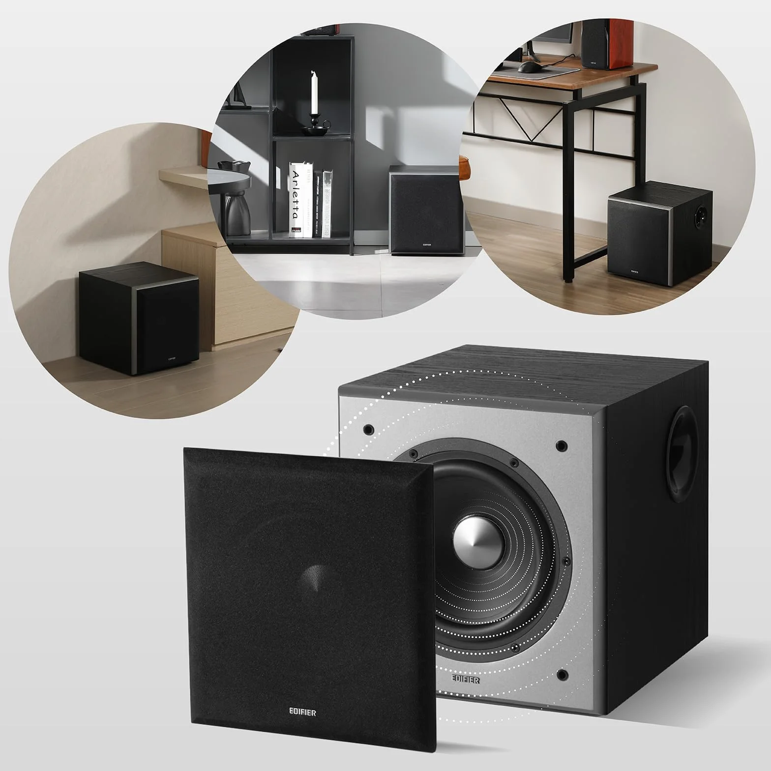 Edifier T5 - Subwoofer autoalimentado Activo RMS de 70 W con Driver de 8 Pulgadas y Filtro de Paso bajo