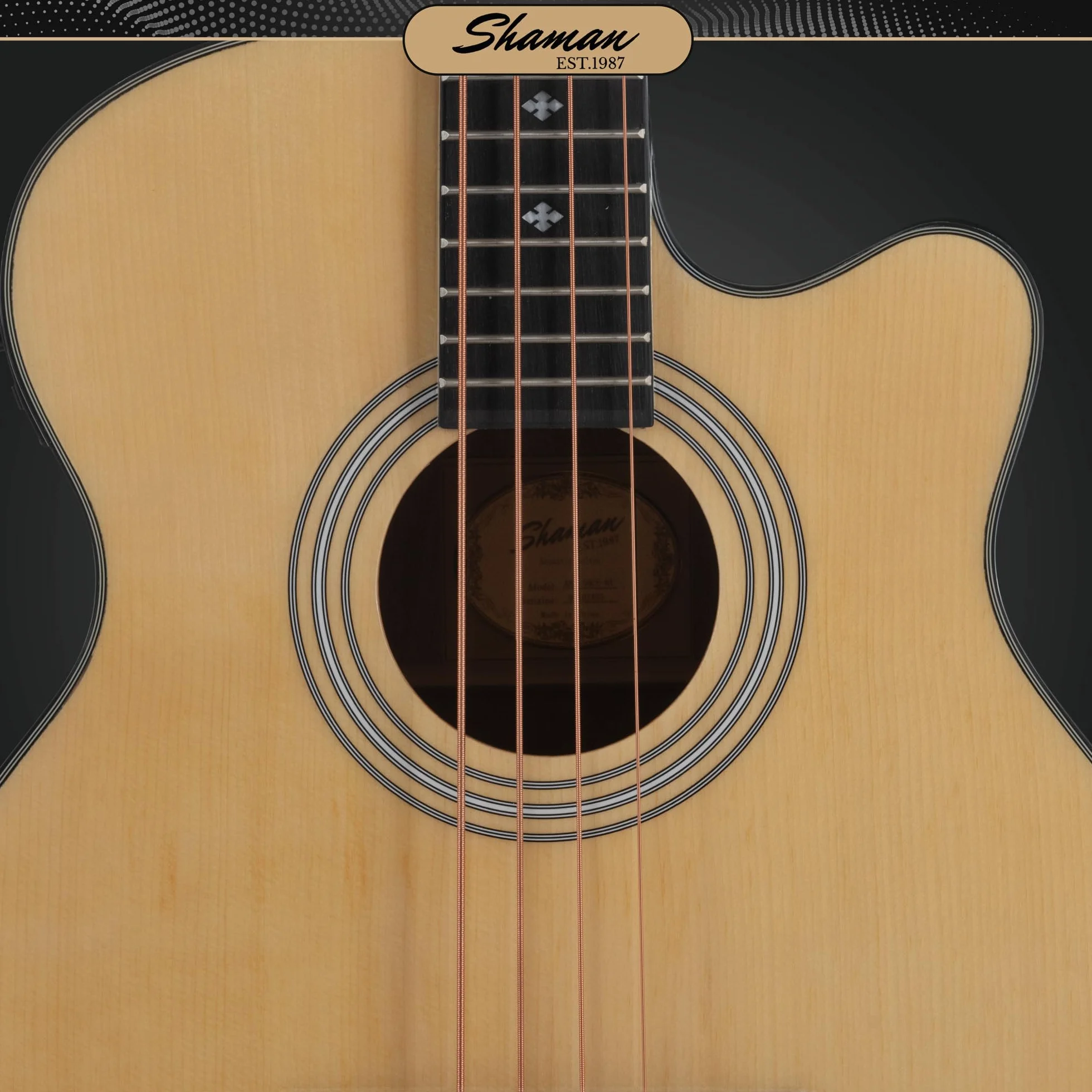 Shaman AB4-50CE Bajo acústico de 4 cuerdas - Tapa de abeto con cuerpo de caoba - Pastilla integrada con preamplificador y ecualizador de 2 bandas - Escala 34" - Acabado brillante - Natural