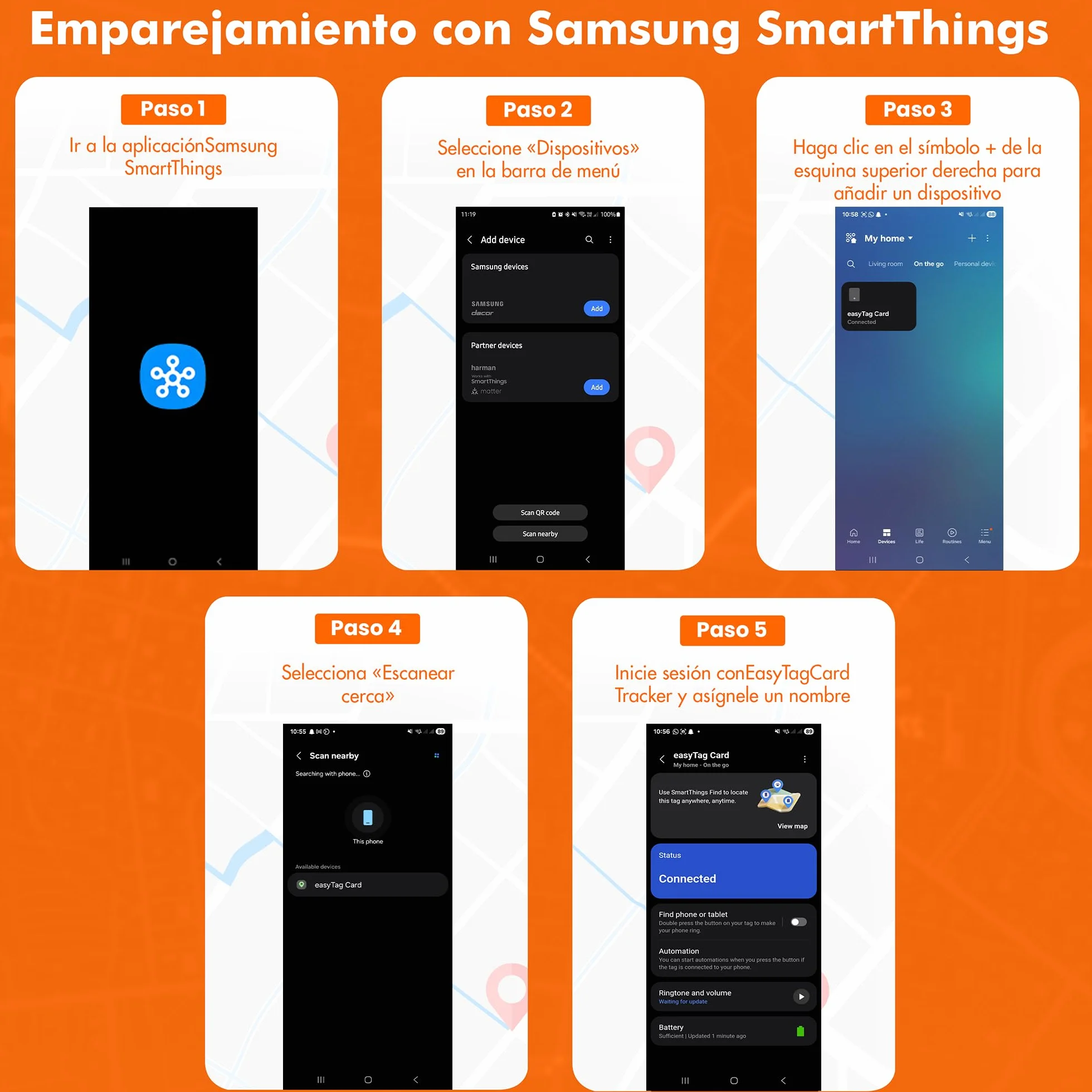easyTag Card Tracker (Solo Samsung) - Tarjeta Localizador Cartera Slim y Global para el Rastreo de Carteras, Bolsas, Maletas y Equipaje. de Rastreo Recargable Compatible con la App Samsung SmartThings