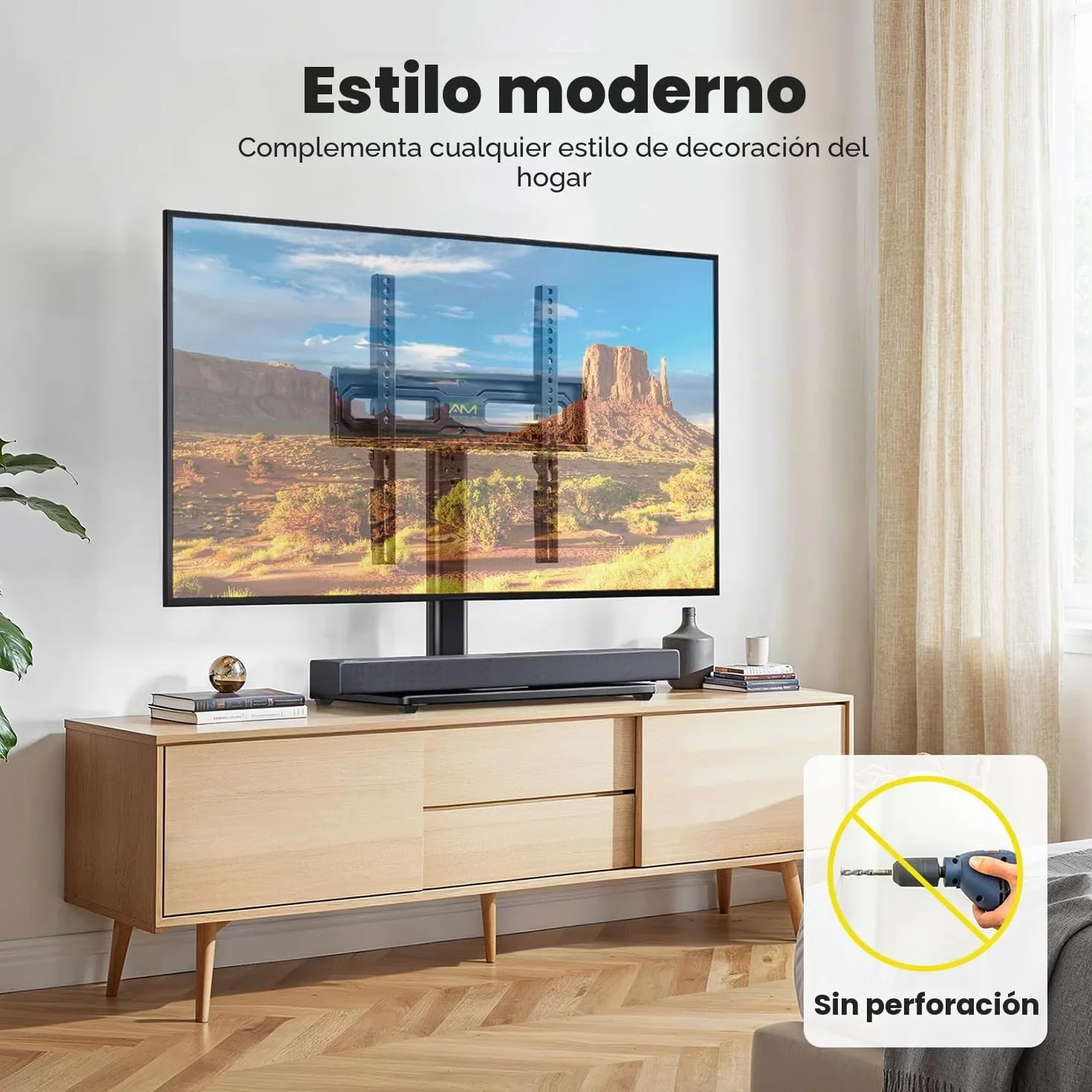 Soporte Giratorio Universal para TV LCD LED OLED 24-60 Pulgadas, Altura Ajustable, 45kg, VESA 400x400 mm