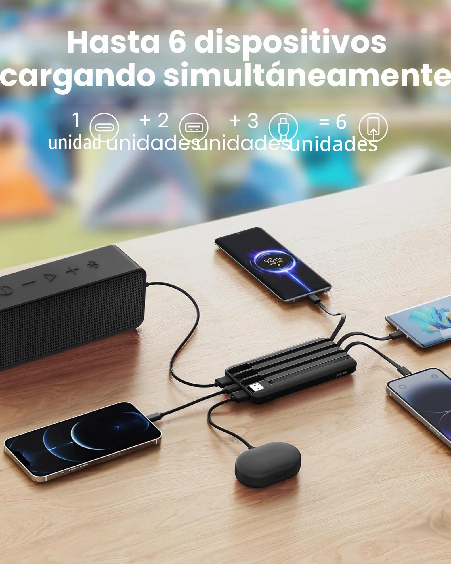 Charmast Power Bank 20000mAh Bateria Portatil USB con Cables Bateria Externa USB C Carga rapida PD 20W Powerbank con Pantalla LED para iPhone,Samsung,iPad,Tablet,Airpods etc