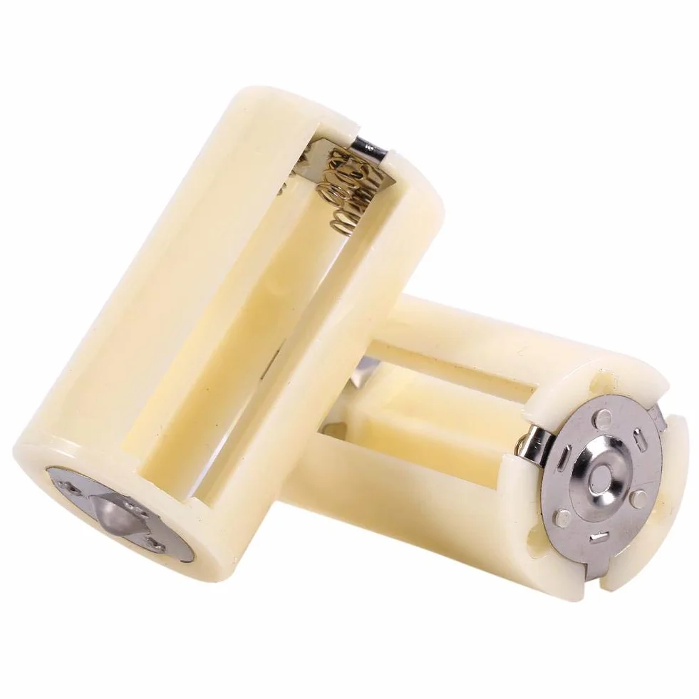 Richer-R Mini Adaptadores de Batería Portátil,Convertidores 3 Pilas AA a una Batería D(4 Piezas,Blanco)