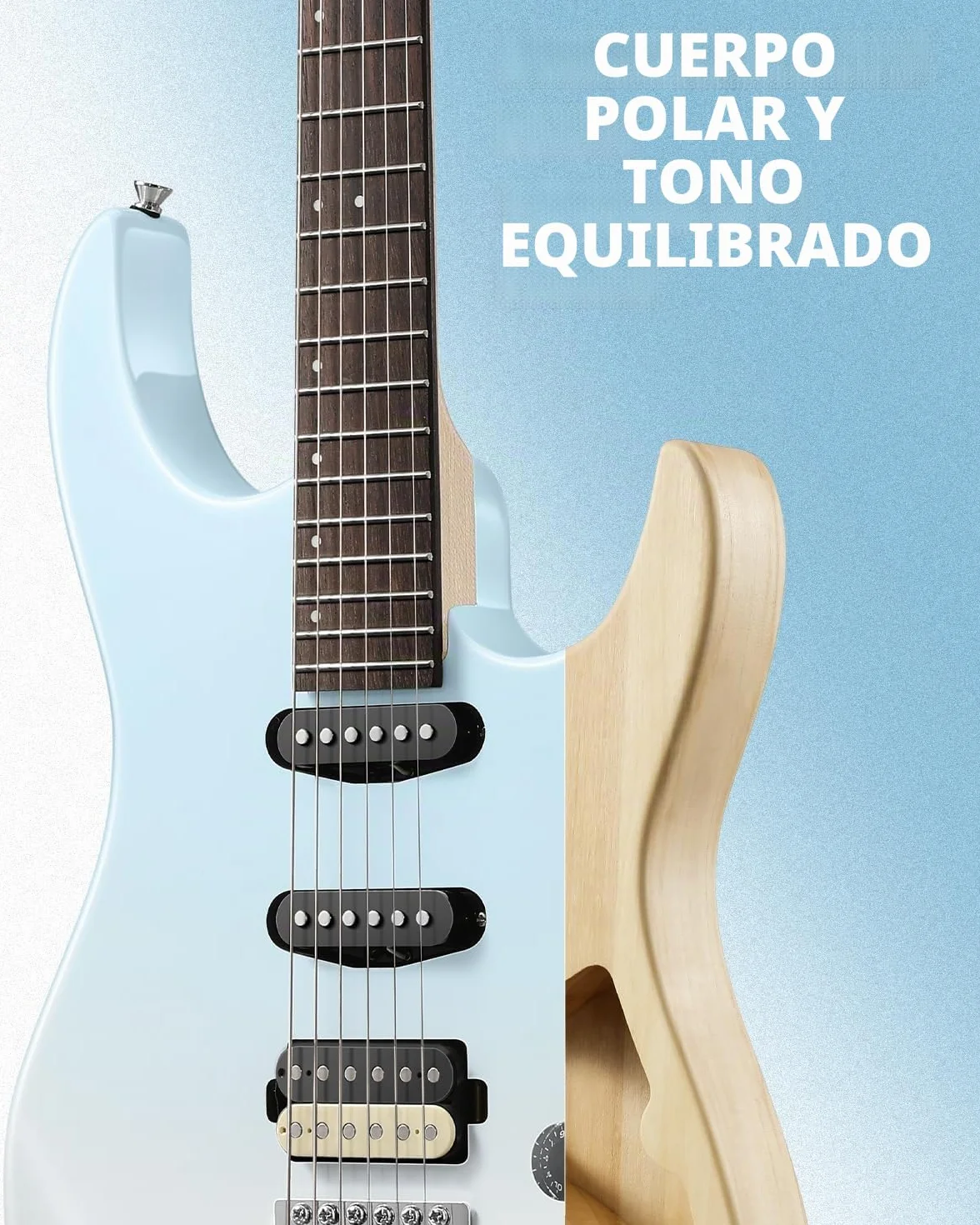 Donner DMT-66 39 Inch Guitarra Eléctrica de Tamaño Completo para Principiantes, Kit de Guitarra Eléctrica con Funda Azul Degradado