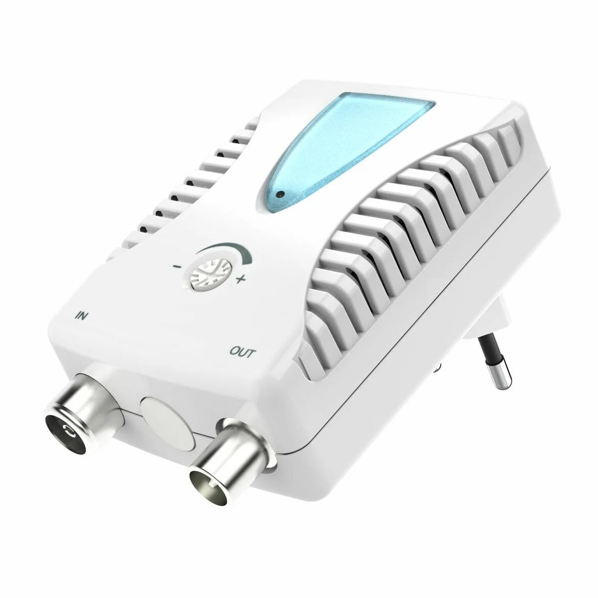 Hama | Amplificador de Antena (Amplificador de Cable de Banda Ancha a CATV, 25dB, Regulable) Color Blanco