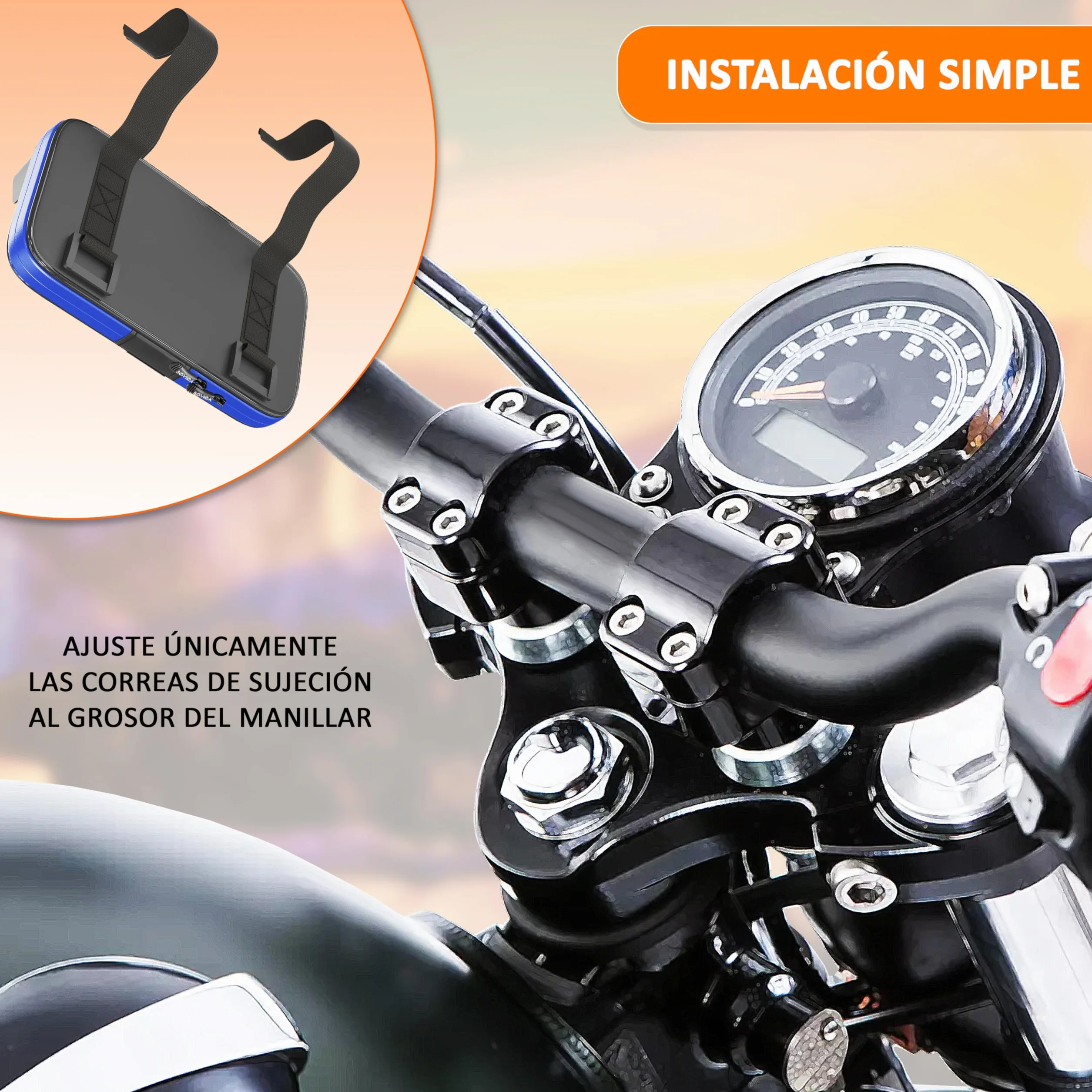 Sovica Soporte Móvil Moto Bicicleta Impermeable Funda con Visera 7.6" Smartphones Manillares Antivibración Azul