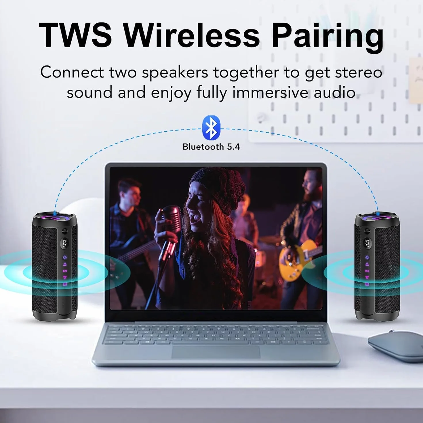 Altavoz Bluetooth Portátil 25W IPX7 TWS RGB Graves Duales 25H
