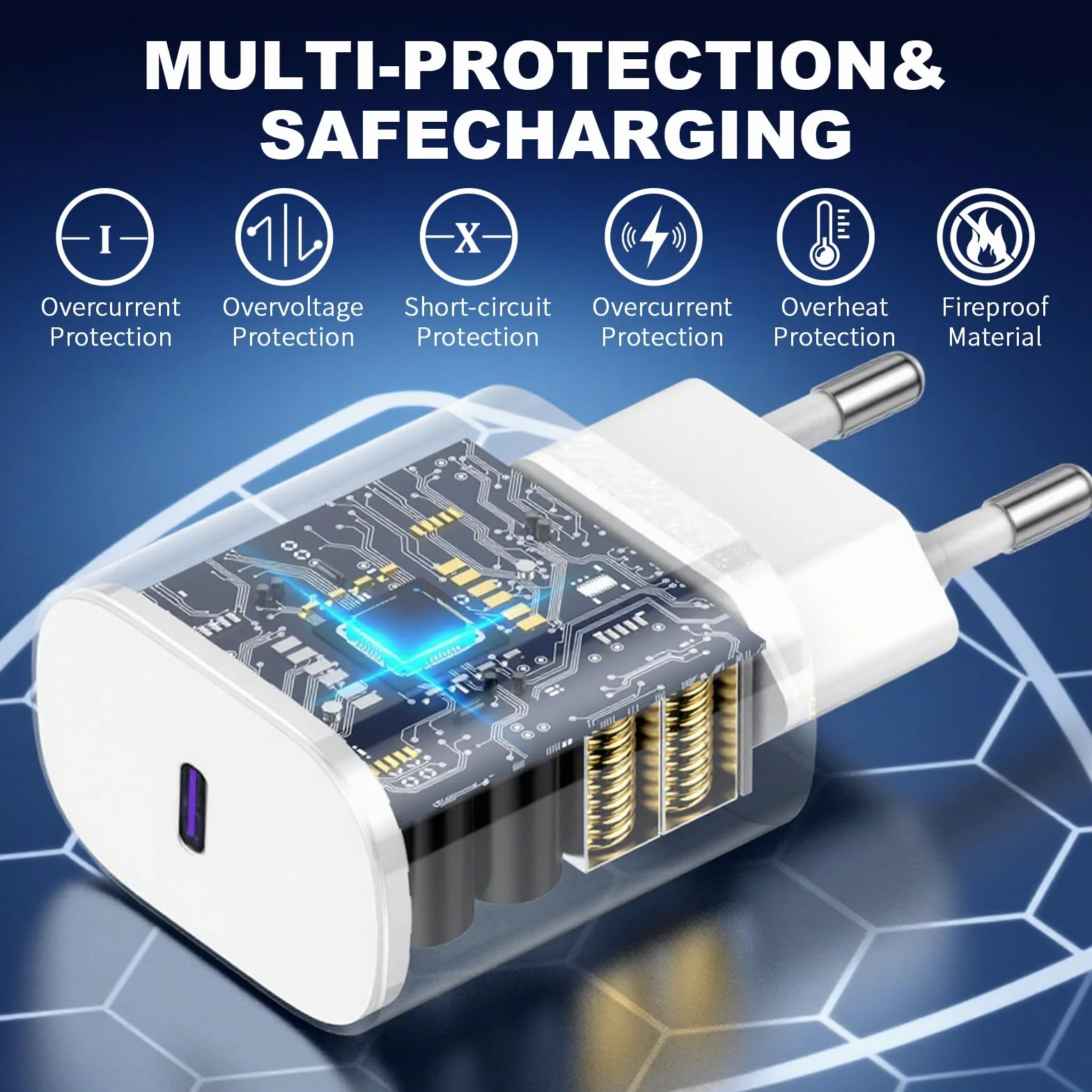 Cargador USB C 25W 2PCS Tipo C Cable Carga Rápida 2x2M para Samsung Galaxy iPhone iPad Xiaomi Huawei