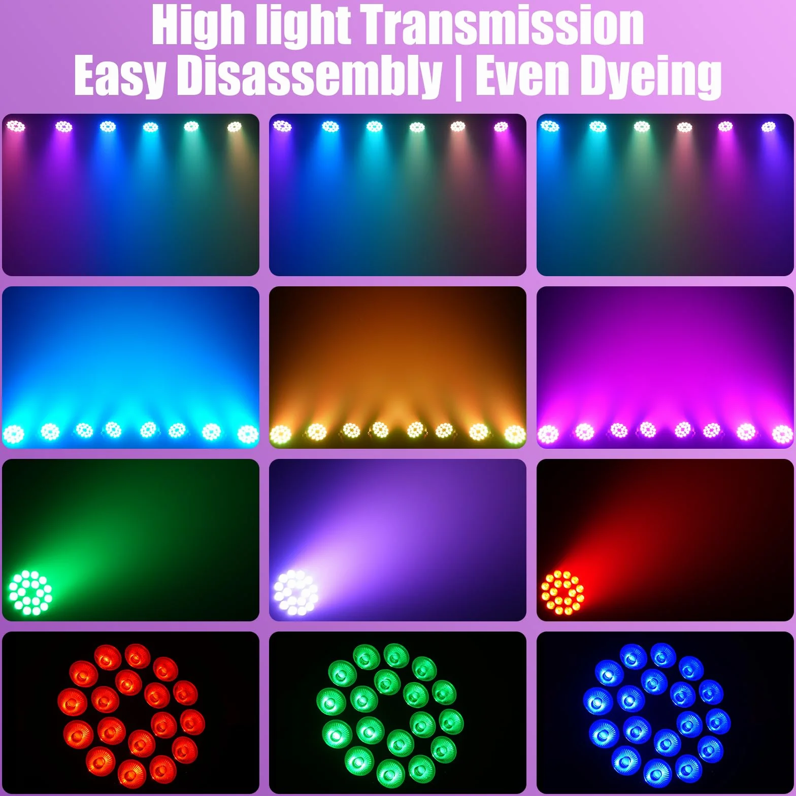 4 piezas UV+RGB 200W LED por proyector, 18 LED por proyector luz de escenario luz de fiesta RGB DMX512 5-en-1 luz de disco para escena DJ fiesta show bar Halloween Navidad