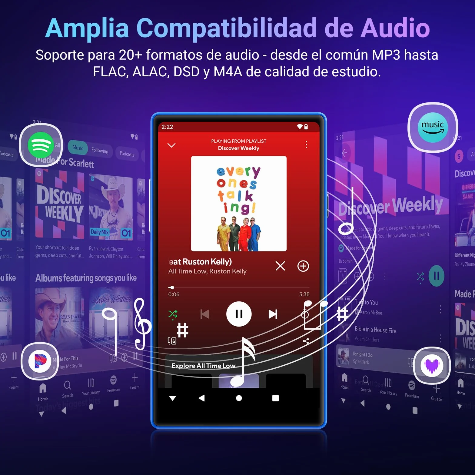 MECHEN 160GB Reproductor MP3 Spotify, 5,0 Pulgadas Android MP4 con Bluetooth y WiFi, Control Parental, Radio FM, Compatible con Amazon Music Deezer Audible (X52)