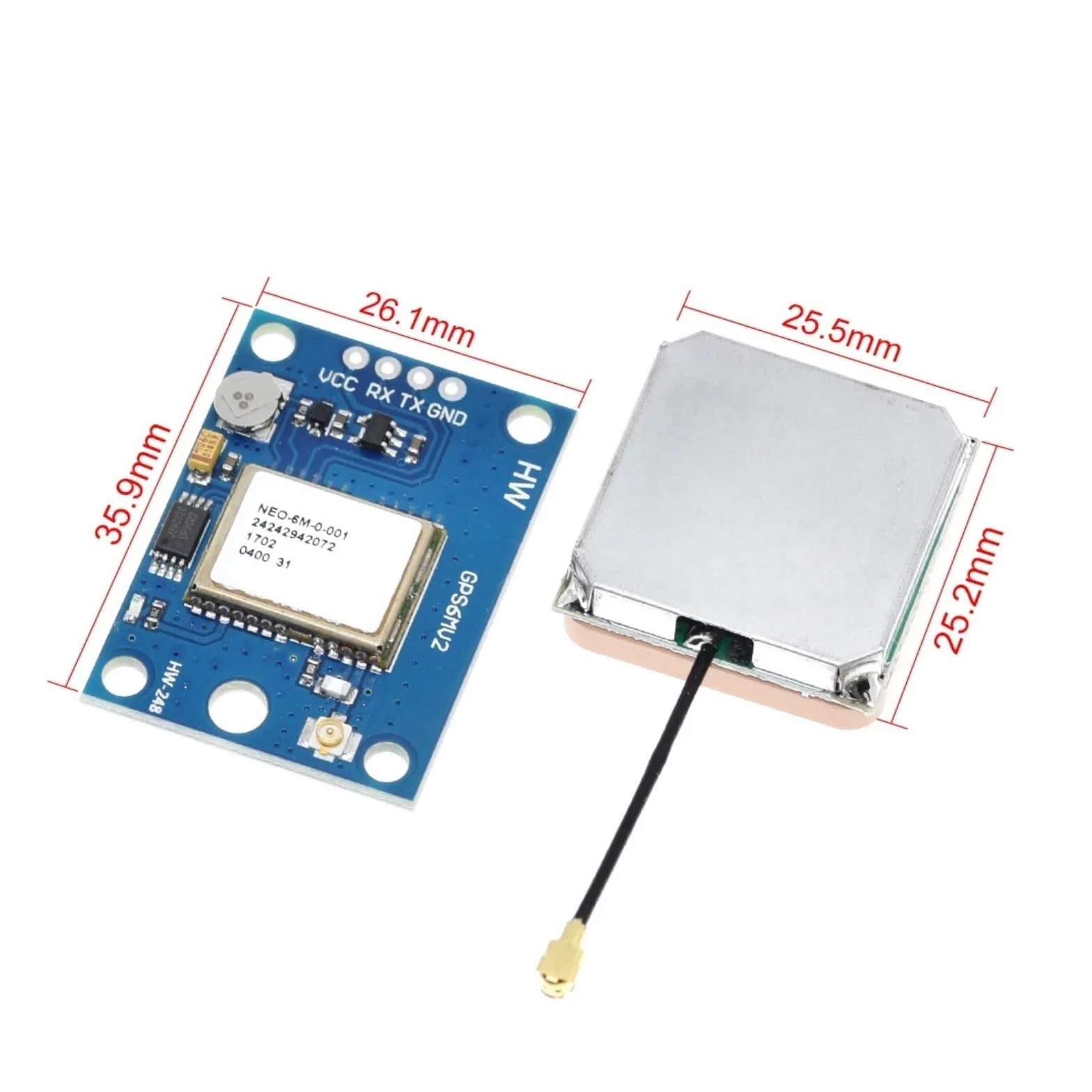 GY-NEO6MV2 NEO-6M Módulo GPS 3V-5V con antena de cerámica para Arduino APM 2.5 (2 unidades)