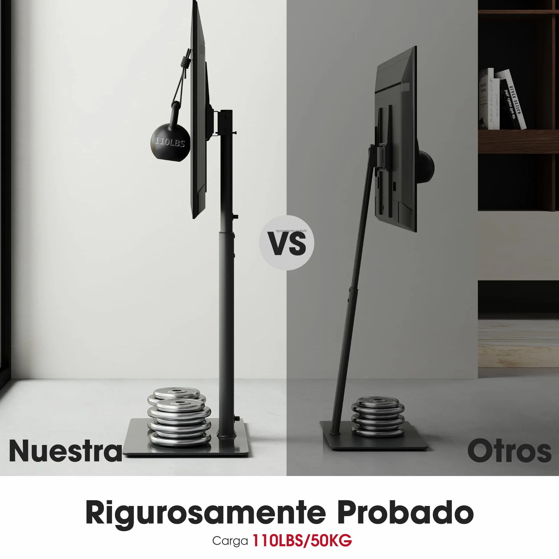 AOKCOS Soporte TV Inclinable 43-85 Pulgadas Giratorio Altura Ajustable VESA 600x400mm 50kg Negro