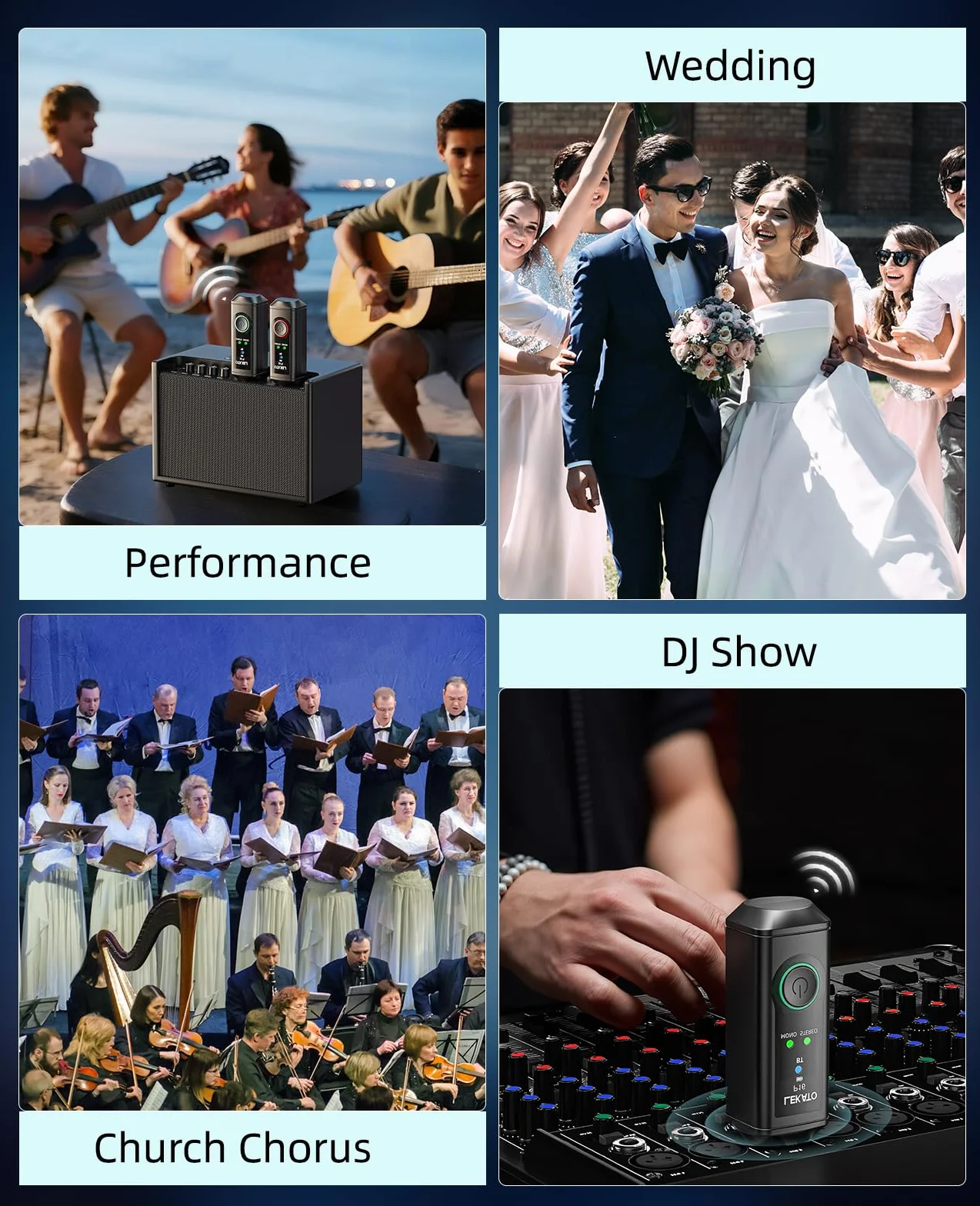 LEKATO P16 Receptor Bluetooth XLR, Audio Mono/Estéreo, Autonomía 15 h, Bluetooth 5.3, 48 kHz/24 bits, Alcance 50 m, para Mezcladores, DJ y Sistemas PA