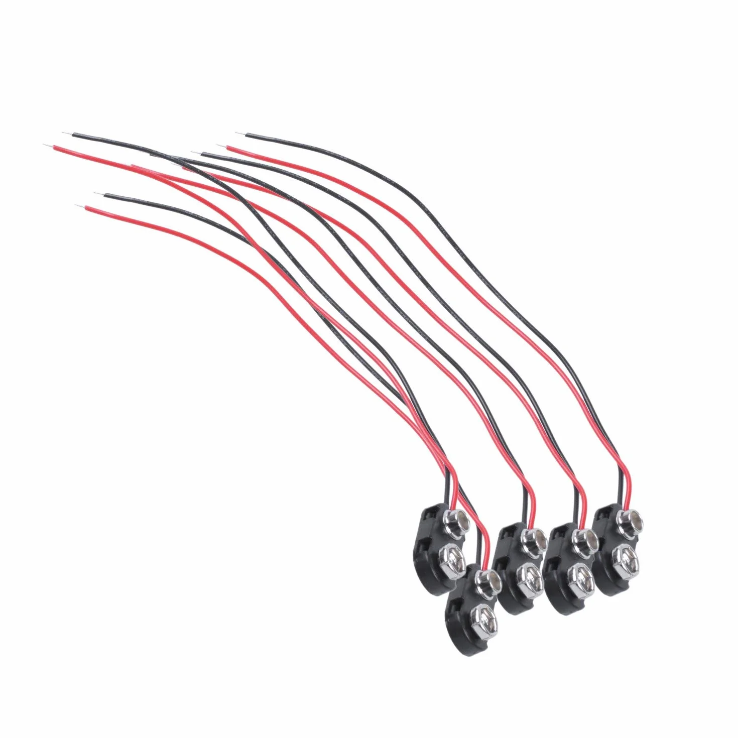 5 Piezas Negro Carcasa de plastico 14,99 cm Dos-con Cable 9 V Conectores para Pilas Recargables de