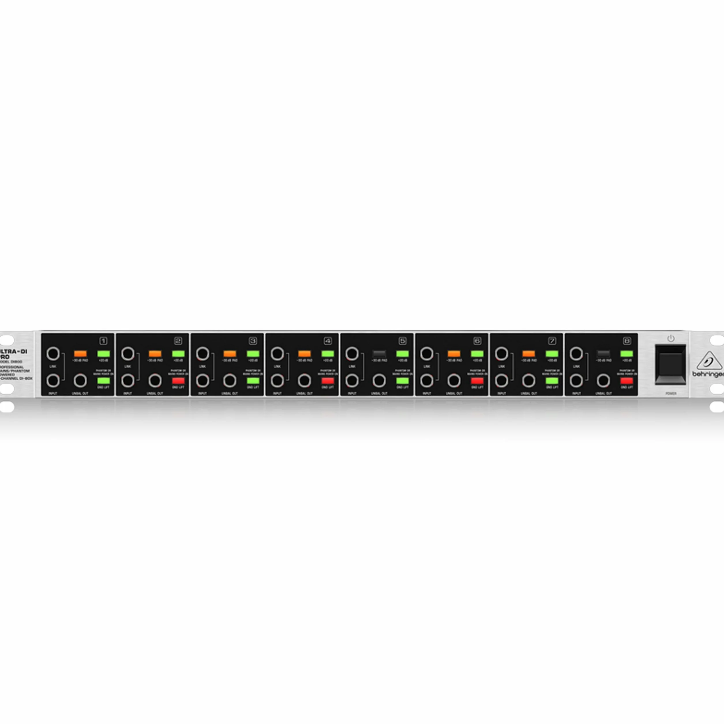 Behringer ULTRA-DI PRO DI800 Caja DI de 8 canales con alimentación principal/fantasma profesional