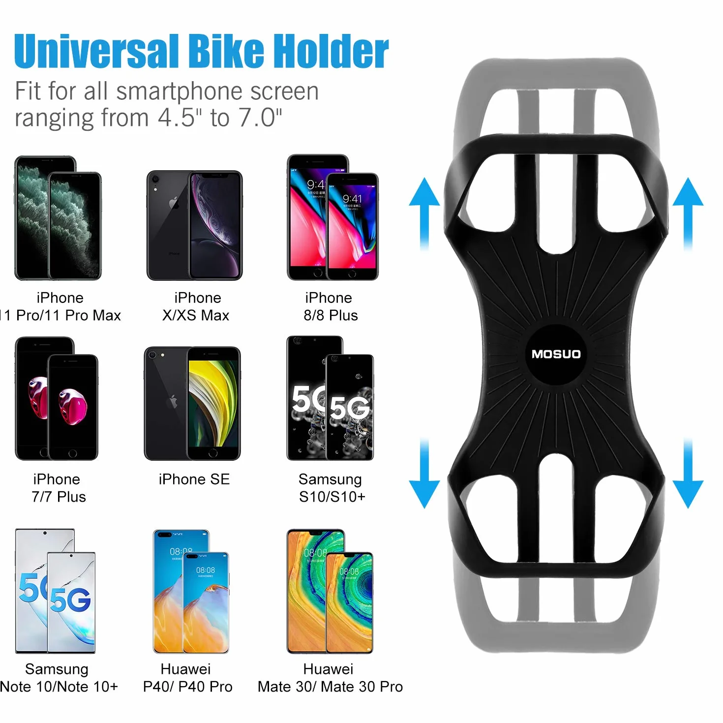 MOSUO Soporte Móvil Bicicleta Universal 360° Rotación para iPhone Smartphones 4.5-7.0 Pulgadas