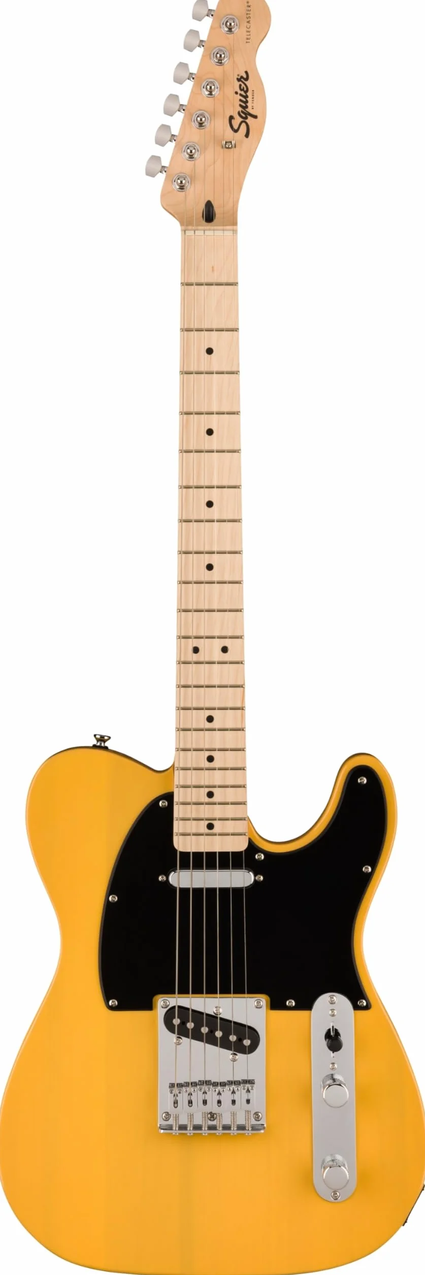 Squier by Fender Sonic Telecaster, Guitarra Eléctrica, Diapasón de Arce, Golpeador Negro, Butterscotch Rubia, Incluye cursos virtuales gratuitos en Fender Play