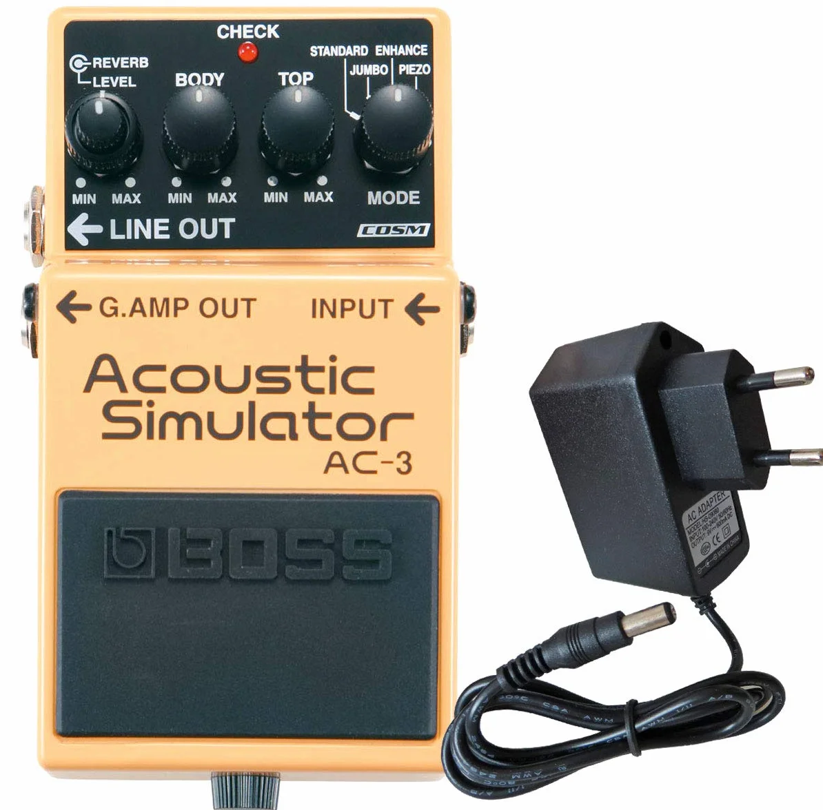 Boss AC-3 - Simulador acústico para guitarra eléctrica (incluye fuente de alimentación keepdrum de 9 V)