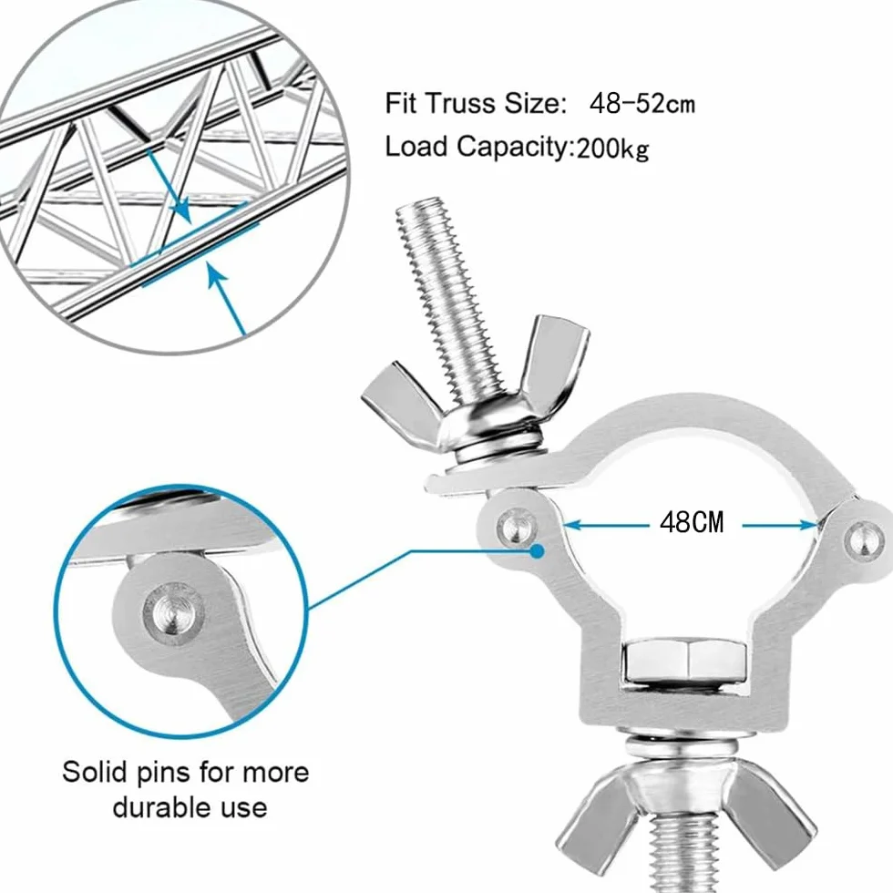 Dispositivo de Suspensión,Truss O Clamps Aluminio,Truss Clamp Abrazadera para Luces de Escenarios,10PCS Garra para Truss con Diámetro 48-52mm con una Carga Máxima de 200kg para Luz Par,Cabeza Móvil