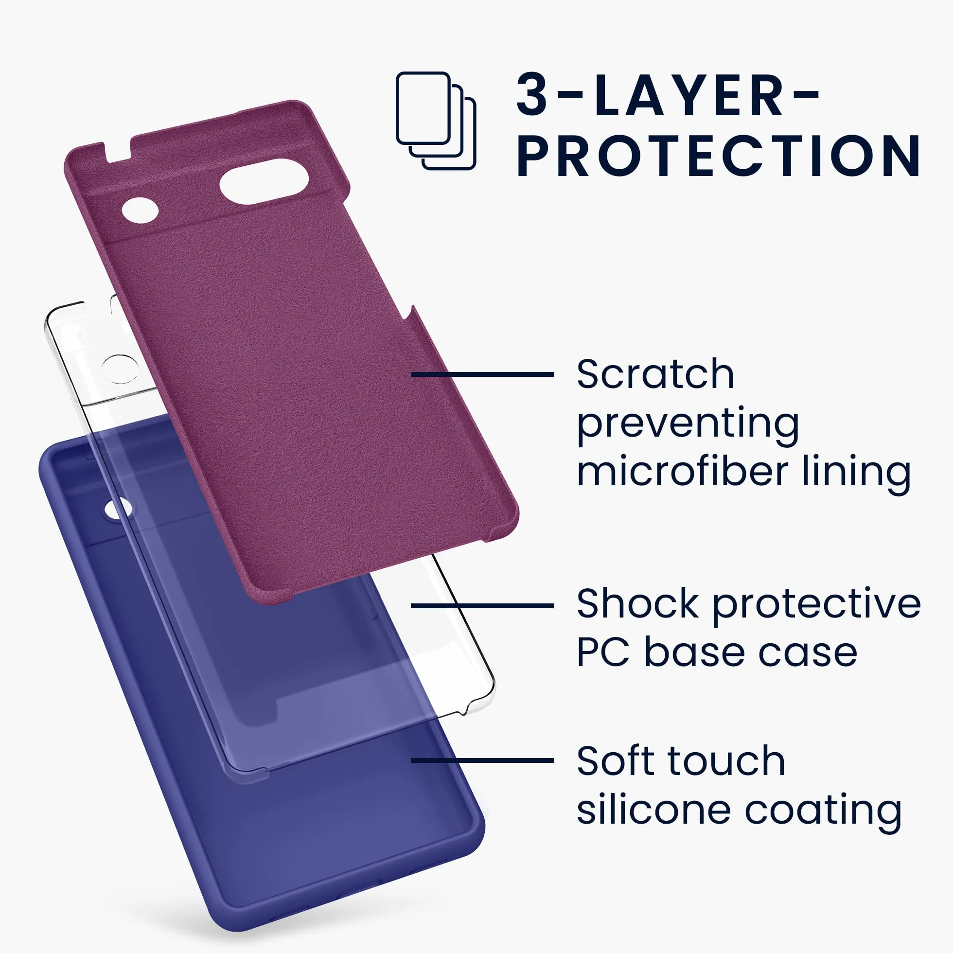 kwmobile Carcasa Compatible con Google Pixel 6a Funda - Case TPU y Silicona antigolpes - Apto Carga inalámbrica - Azul Morado