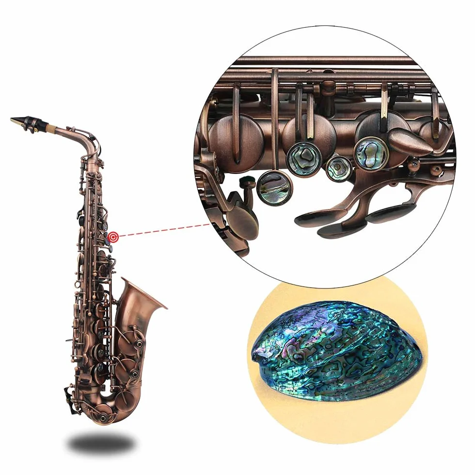 Btuty Eb E-flat Saxofón Alto Rojo-Bronce Sax Abalone-Concha Botones Patrón de Tallado con Maleta Guantes Paño de Limpieza Correa Cepillo