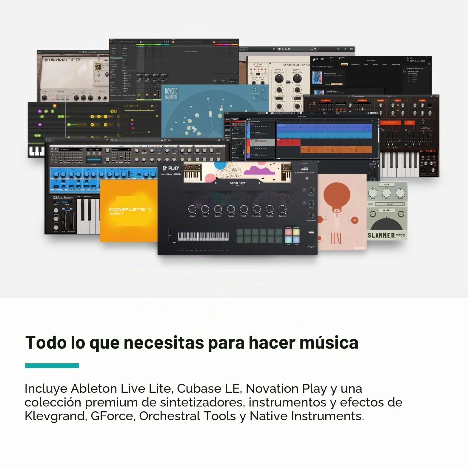 Novation Launchkey 49 Blanco [MK4]: Controlador de teclado MIDI, 49 teclas, semicontrapesado, USB, integración DAW. Modos Chord/Scale, 8 pads de percusión, arpegiador, paquete de software musical