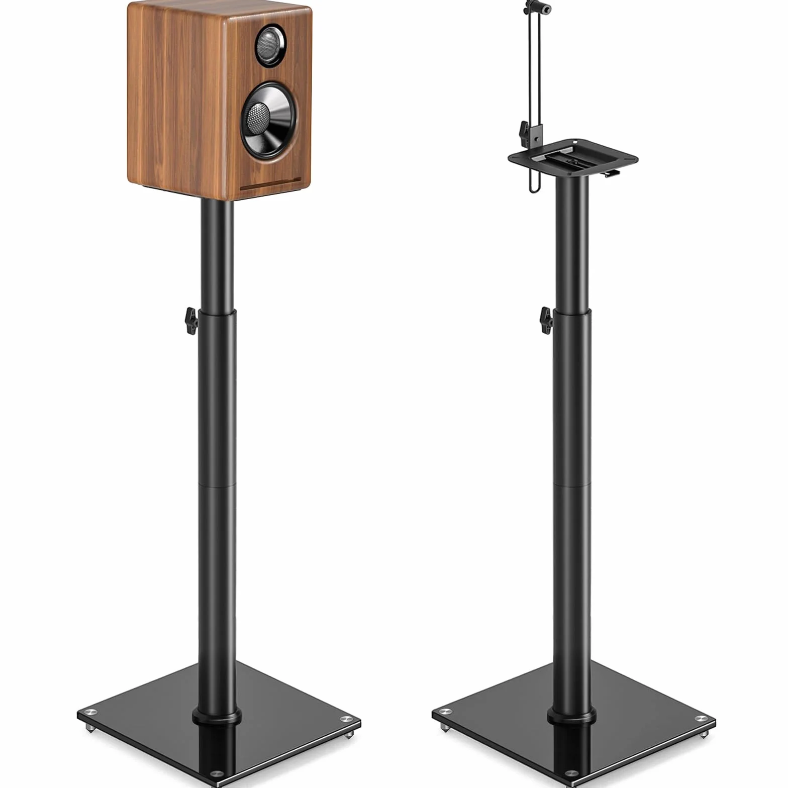 Soporte para Altavoces 5Rcom Altura Ajustable para Satélite y Estantería, Pack de 2, Soporta 5kg por Unidad, Diseño Elegante, Montaje Fácil, Gestión de Cables