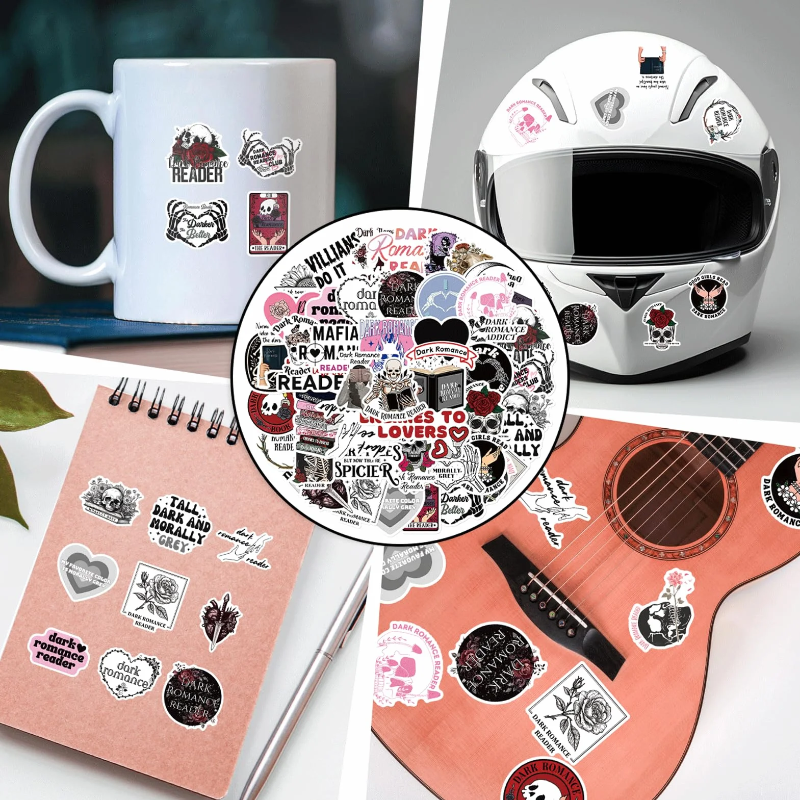 Pegatinas de romance oscuro vintage para Kindle 50 unidades