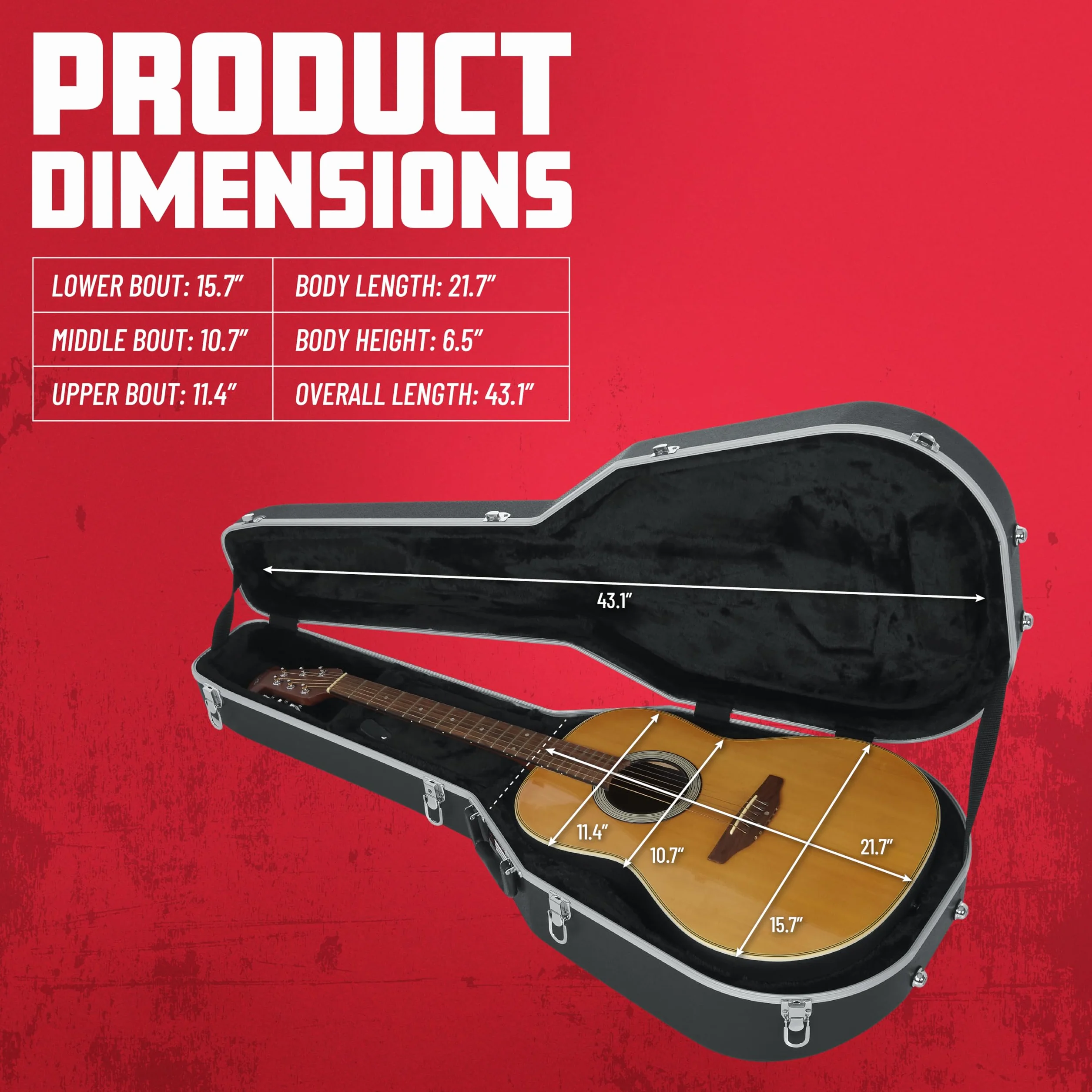 GATOR CASES Deluxe - Funda Moldeada de ABS para Guitarras acústicas; se Adapta a Guitarras acústicas de Contorno Profundo Estilo Ovation (GC-Deep Bowl)
