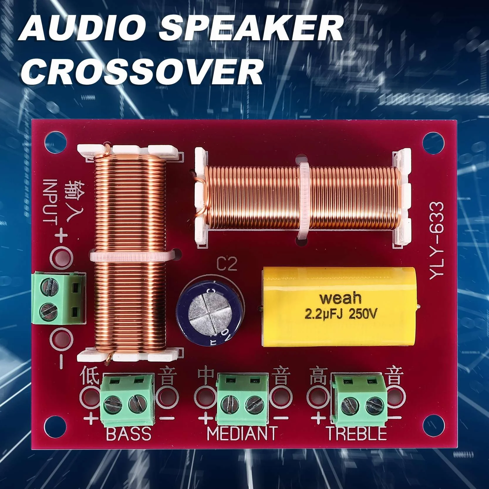 200W 3 Vías Altavoz Crossover Frecuencia Divisor Filtro Agudos Medios Graves