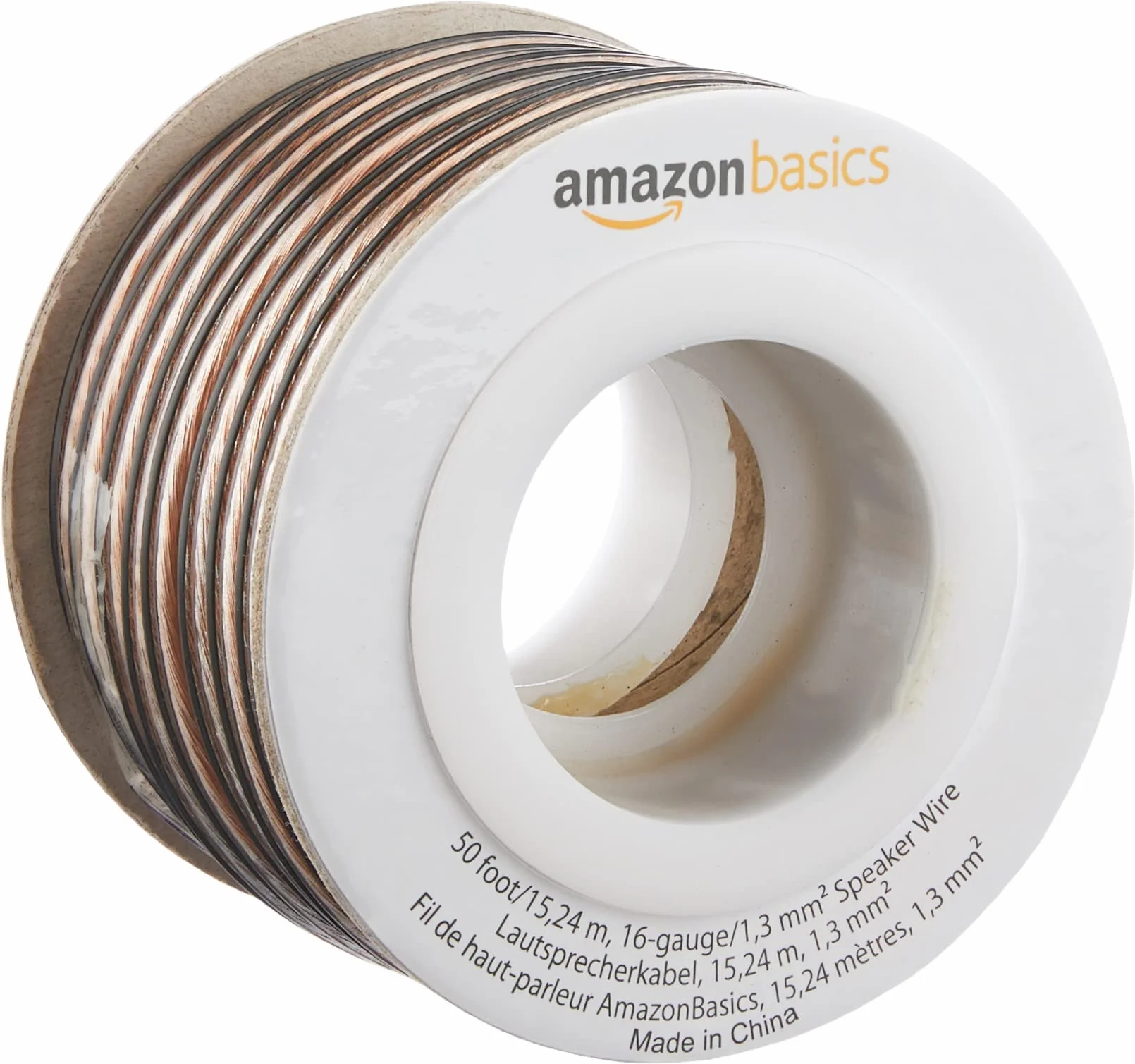 Amazon Basics Cable para altavoz de calibre 16 (50 Feet, 15.24 m, 1.3 mm)