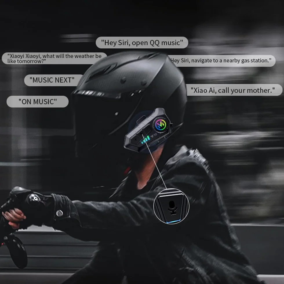 Intercomunicador de Motocicleta Bluetooth Casco Auricular con Cancelación de Ruido y Llamadas HD