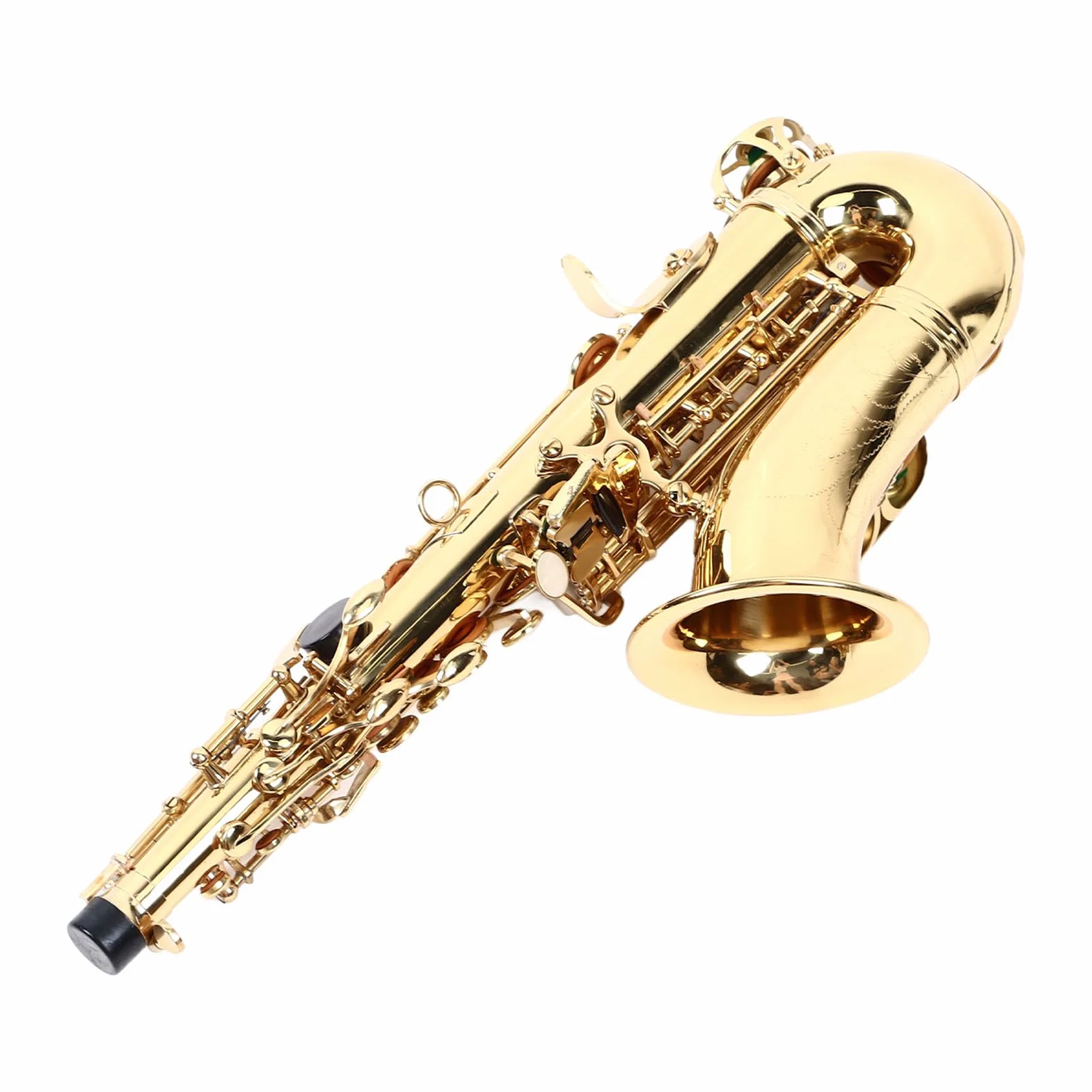 Generic Saxofón, Saxo de Soprano en Latón Portátil Fácil de Reproducir Aplicación de Sonido para la Música para la Música (Gold)