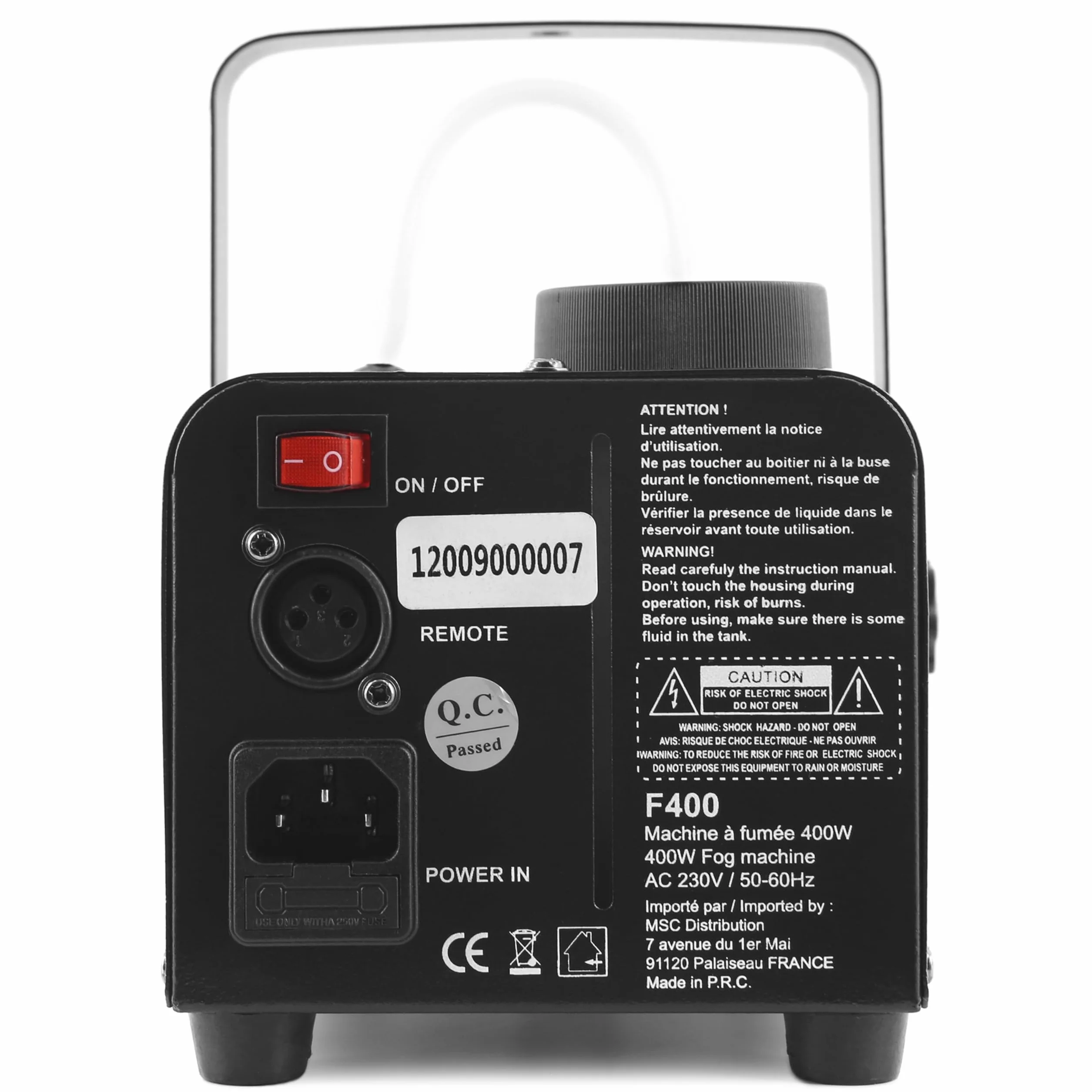 BOOMTONE Machine à fumée F400 noir