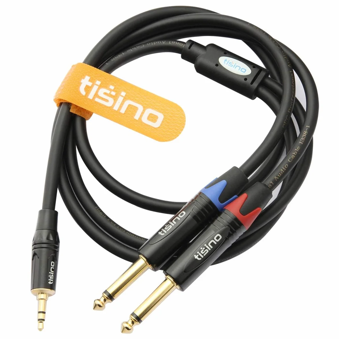 Tisino Cable Mini Jack a Jack Stereo- Cable Audio 3,5 mm a Doble 6,3 mm Mono para Mezclador, Ordenador portátil, Dispositivos de Cine en casa, Amplificadores- 1M