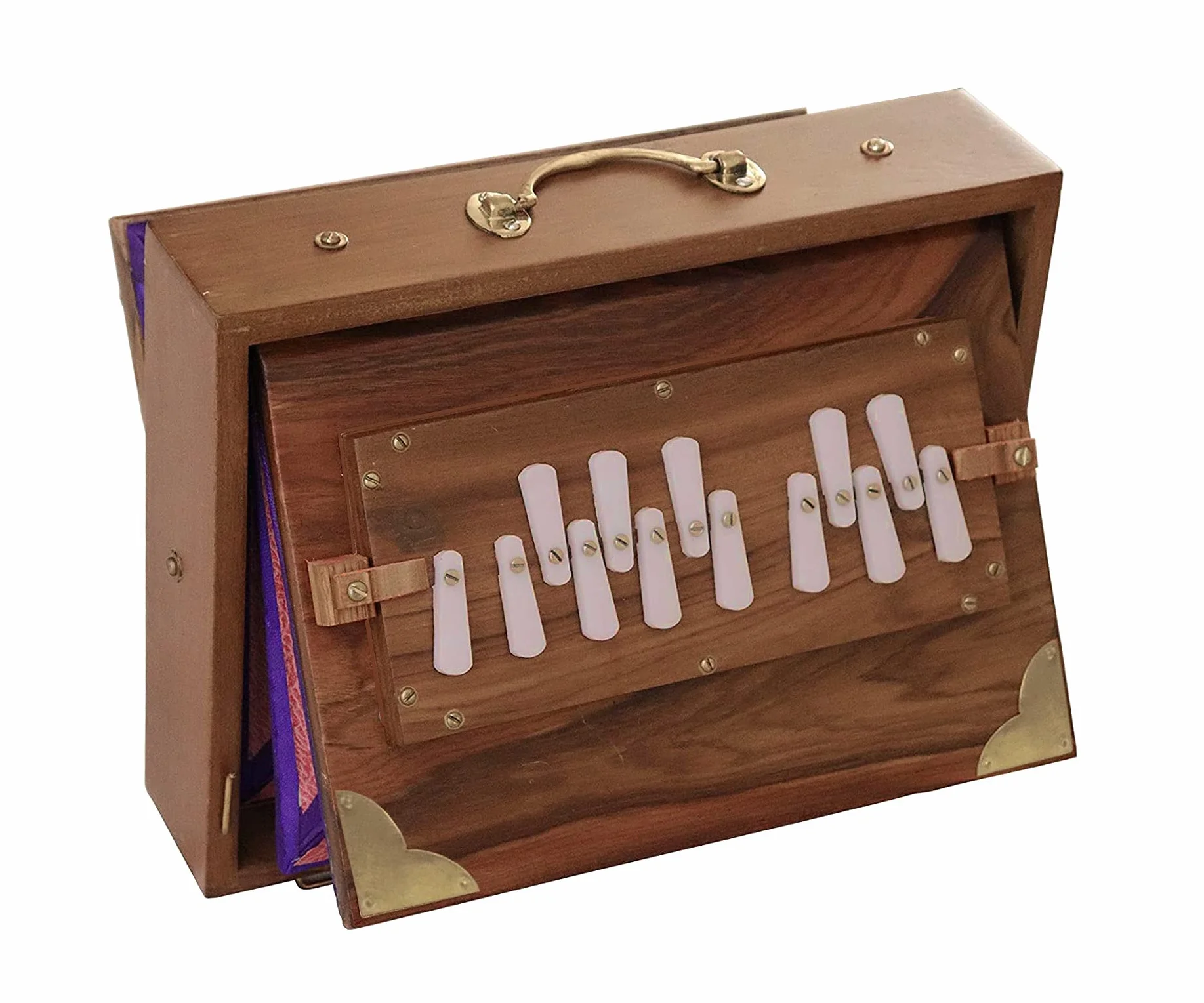 Surpeti Classic Shruti Box en madera de té con accesorios de latón sintonizados a 440 Hz, perfecta para yoga, kirtan, terapia de sonido, marrón,