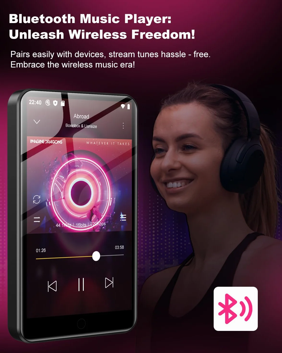 Reproductor MP3 de 80 GB con Spotify, WiFi y Bluetooth, Pantalla táctil ZAQE de 4 Pulgadas, Reproductor MP4 con Android 13, Compatible con Audible, Radio FM, Amazon Music, Deezer,Play Store