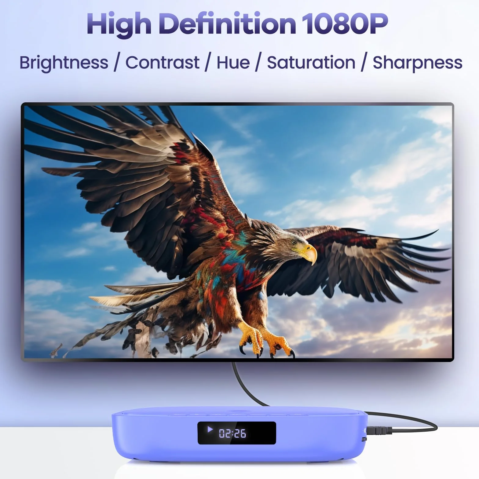 Reproductor DVD Mini Desobry, Reproductor DVD de televisión 1080P, Player región con HDMI, Incluye Cable HDMI/RCA y Control Remoto, admite Entrada USB/TF