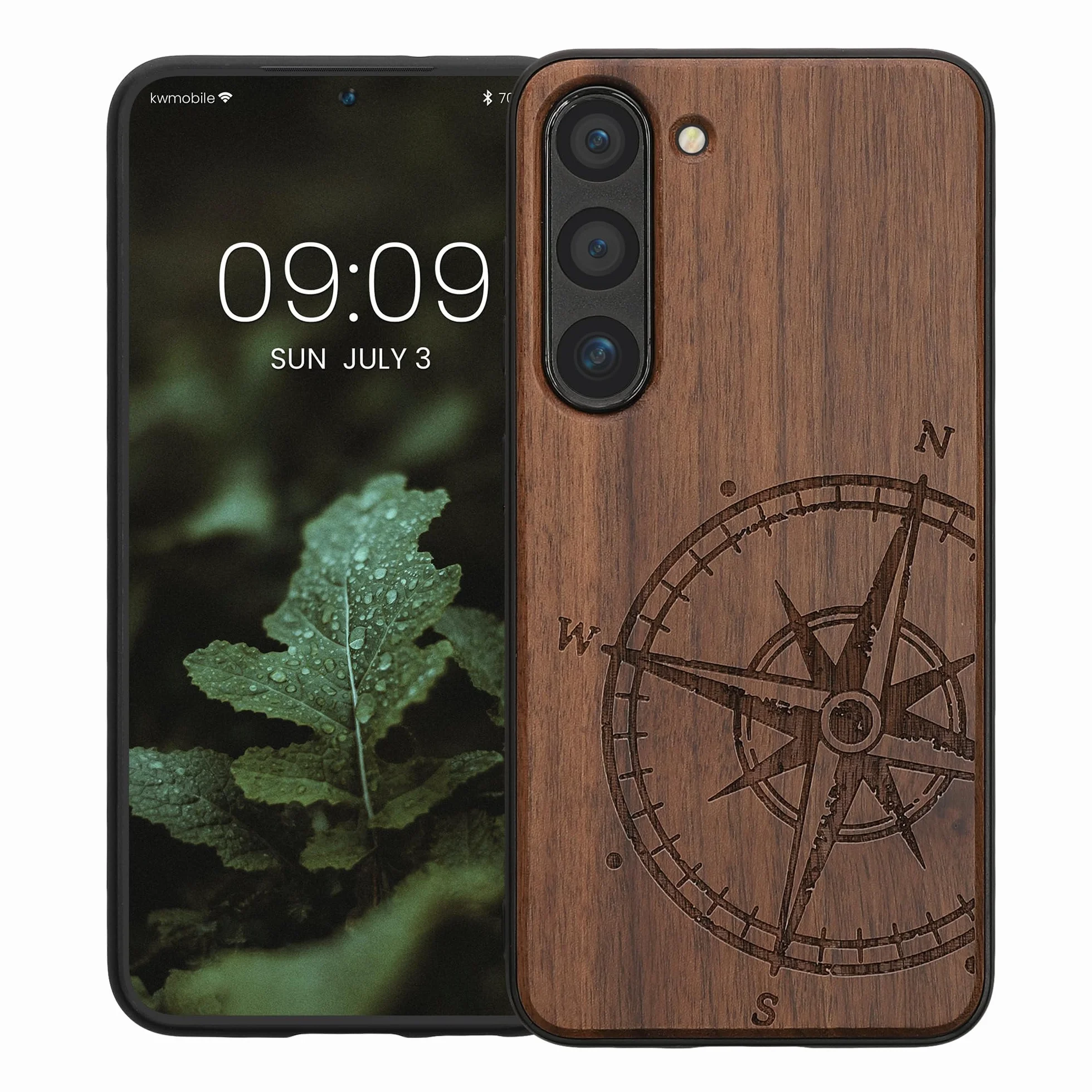 kwmobile Carcasa Compatible con Samsung Galaxy S23 Funda de Madera con Bumper antigolpes
