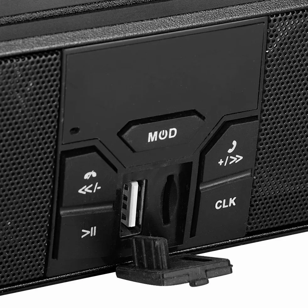 Qiilu Sistema de o de la Barra de la manija de modificación de la Motocicleta, reproducción de USB Sistema de Sonido Antideslizante a Prueba de Agua Altavoz estéreo de Moto(Negro)