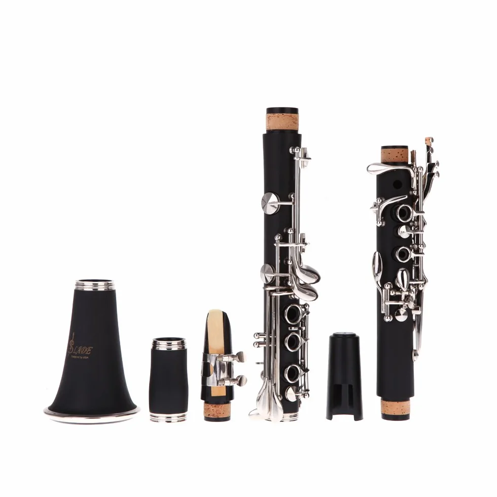 Andoer® Clarinete Baquelita 17 B ♭ Key Flat Soprano Niquelado Exquisito con Cork Grease Trapo de Limpieza Guantes 10 Cañas Destornillador Instrumentos de Viento de Madera