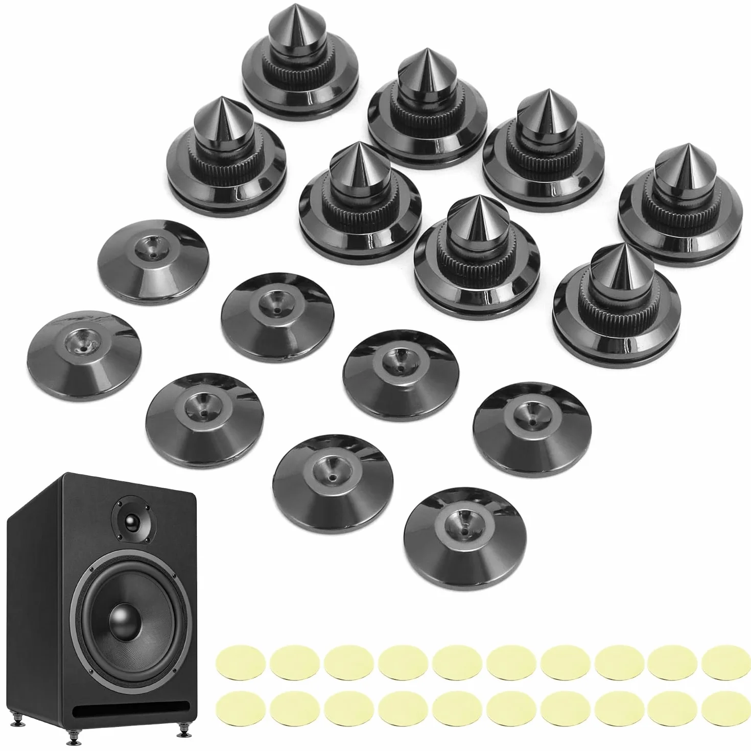 QWORK 8 Piezas Puntas para Altavoces, Soportes de Latón Chapado en Oro, a Prueba de Golpes para HiFi