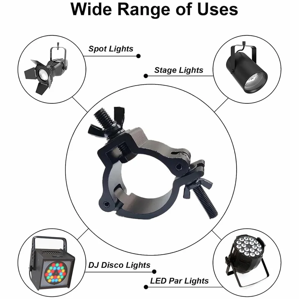 Dispositivo de Suspensión,Truss O Clamps Aluminio,Truss Clamp Abrazadera para Luces de Escenarios,10PCS Garra para Truss con Diámetro 48-52mm con una Carga Máxima de 200kg para Luz Par,Cabeza Móvil