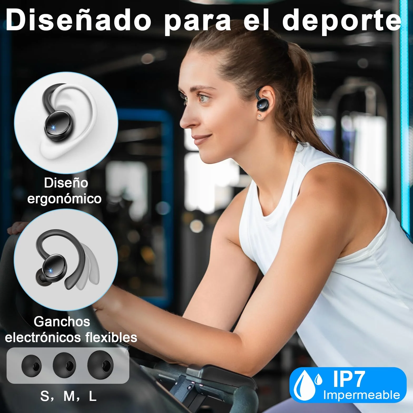 2026 Nueva Auriculares Inalambricos Deportivos, Auriculares Bluetooth 5.4 HiFi Estéreo con 4 HD Mic, 50H Cascos Inalambricos Bluetooth con Cancelacion Ruido ENC, Pantalla LED/IP7 Impermeable Cascos