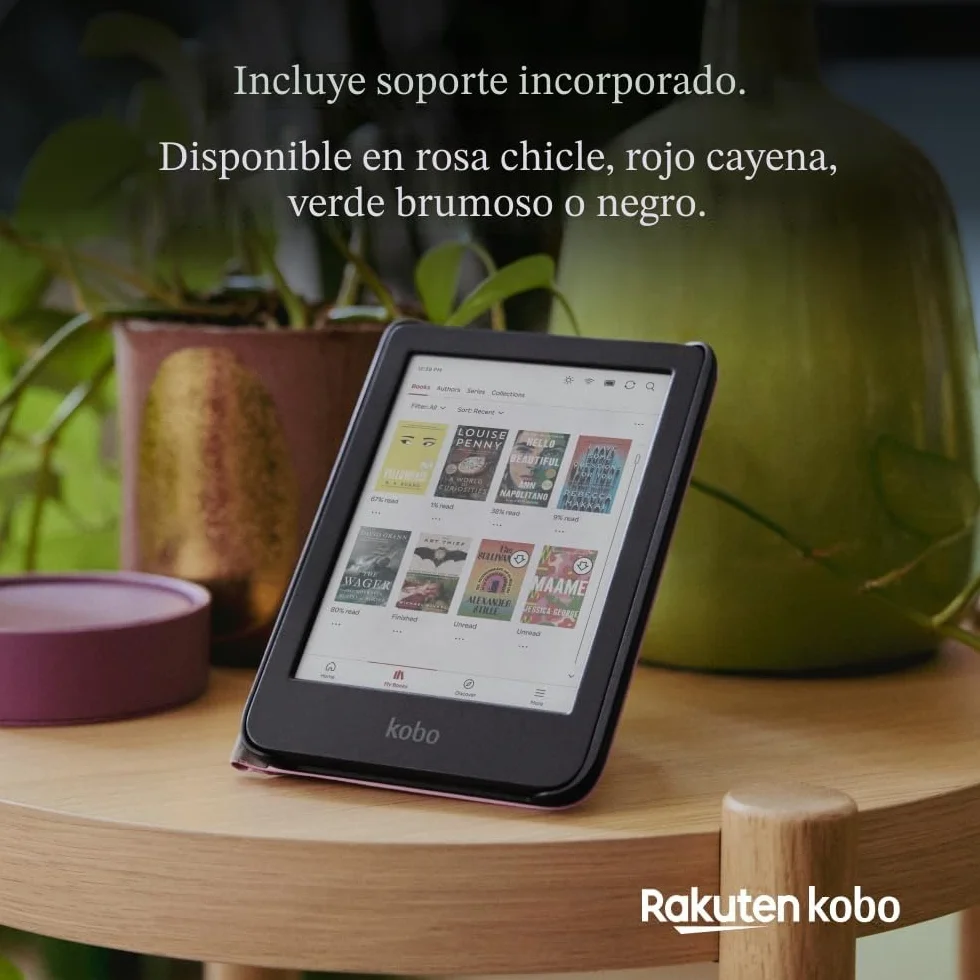 Funda SleepCover Kobo Clara Colour/BW Rosa Caramelo Cuero Vegano 6” Soporte 2 Posiciones