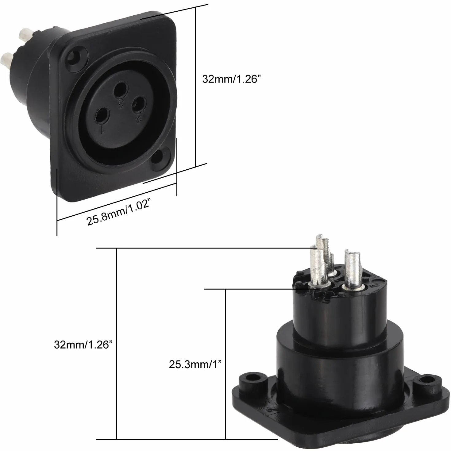 Greluma 8 Piezas Montaje panel enchufe/enchufe XLR, 3 pines conector XLR macho/hembra para micrófono, contactos cobre niquelado