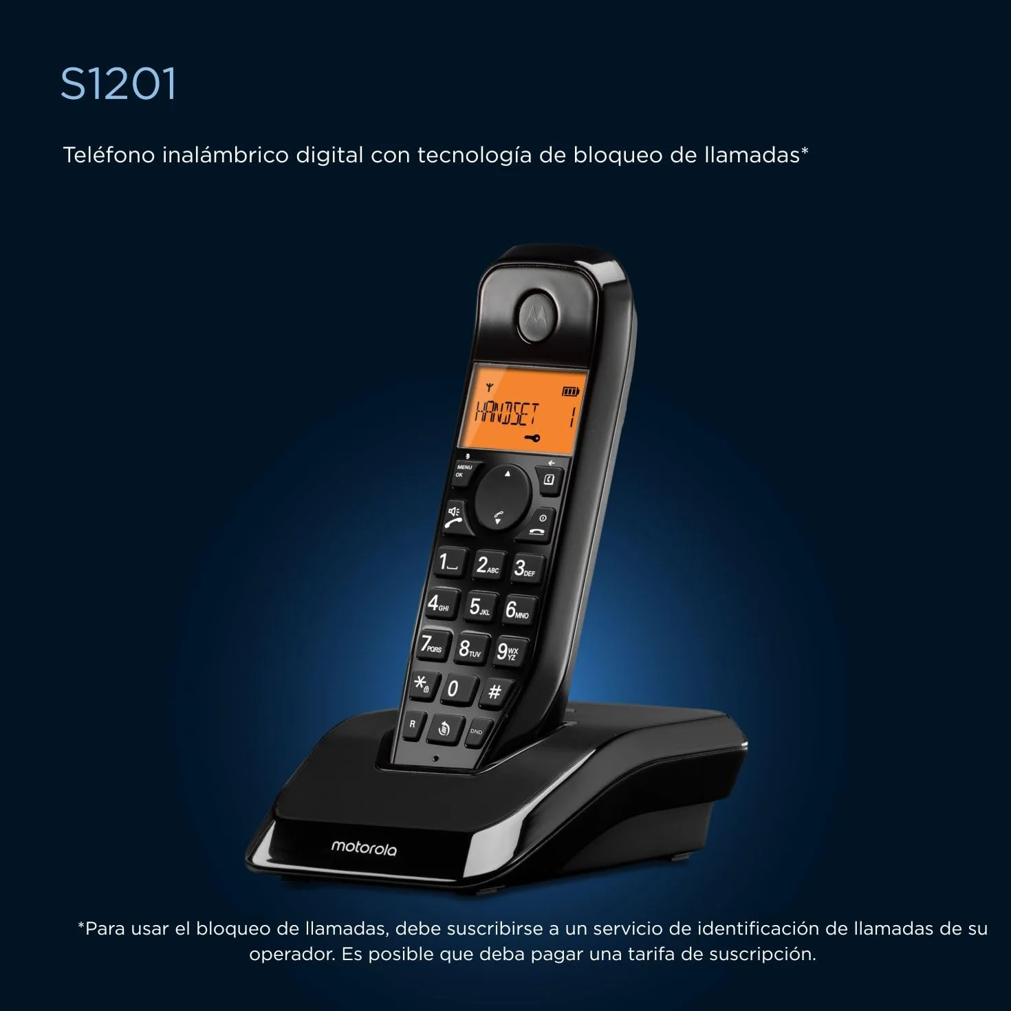 Motorola S1201 Teléfono Inalámbrico Digital Serie S12 con Bloqueo de Llamadas y Manos Libres