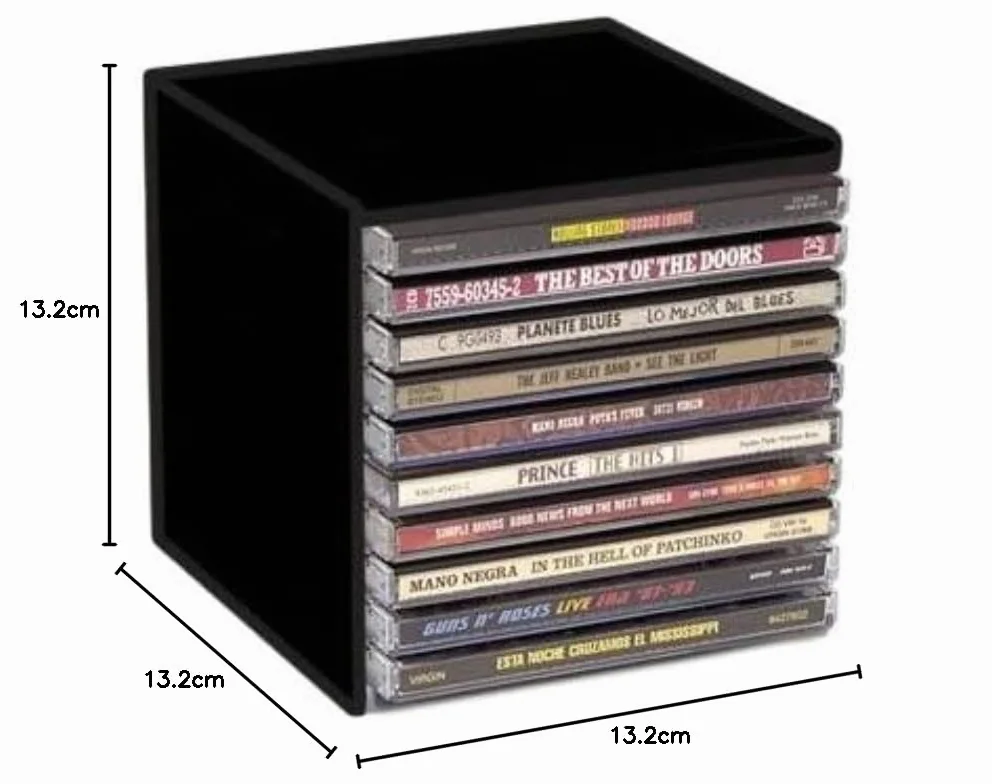 CUIDATUMUSICA Cubo de Plastico Negro para Archivar CD Y Doble CD - Ref.1470