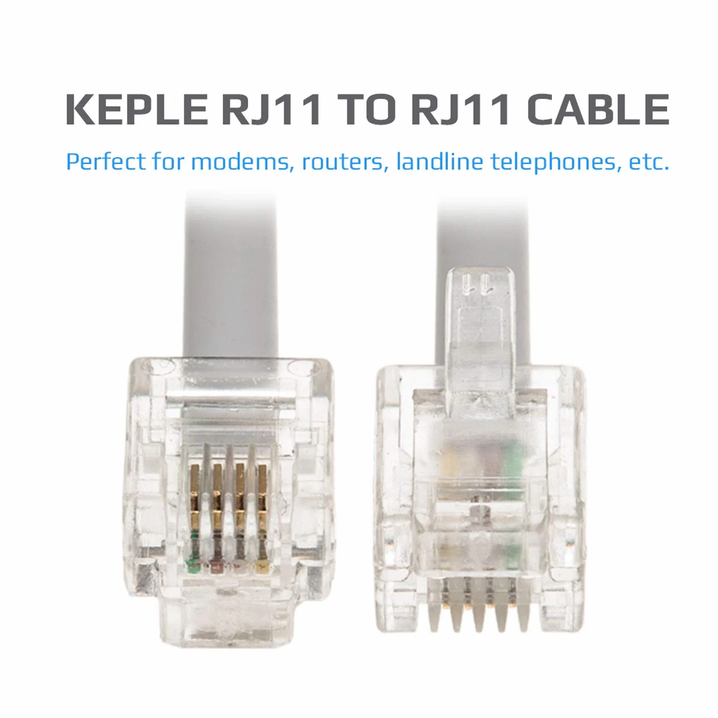 RJ11 Cable ADSL 5m de Extensión Telefónico Conector Telecom de Banda Ancha de Internet de Alta Velocidad de Macho a Macho Enrutador y Módem a RJ11 Enchufe de Teléfono, Microfiltro (Blanco)