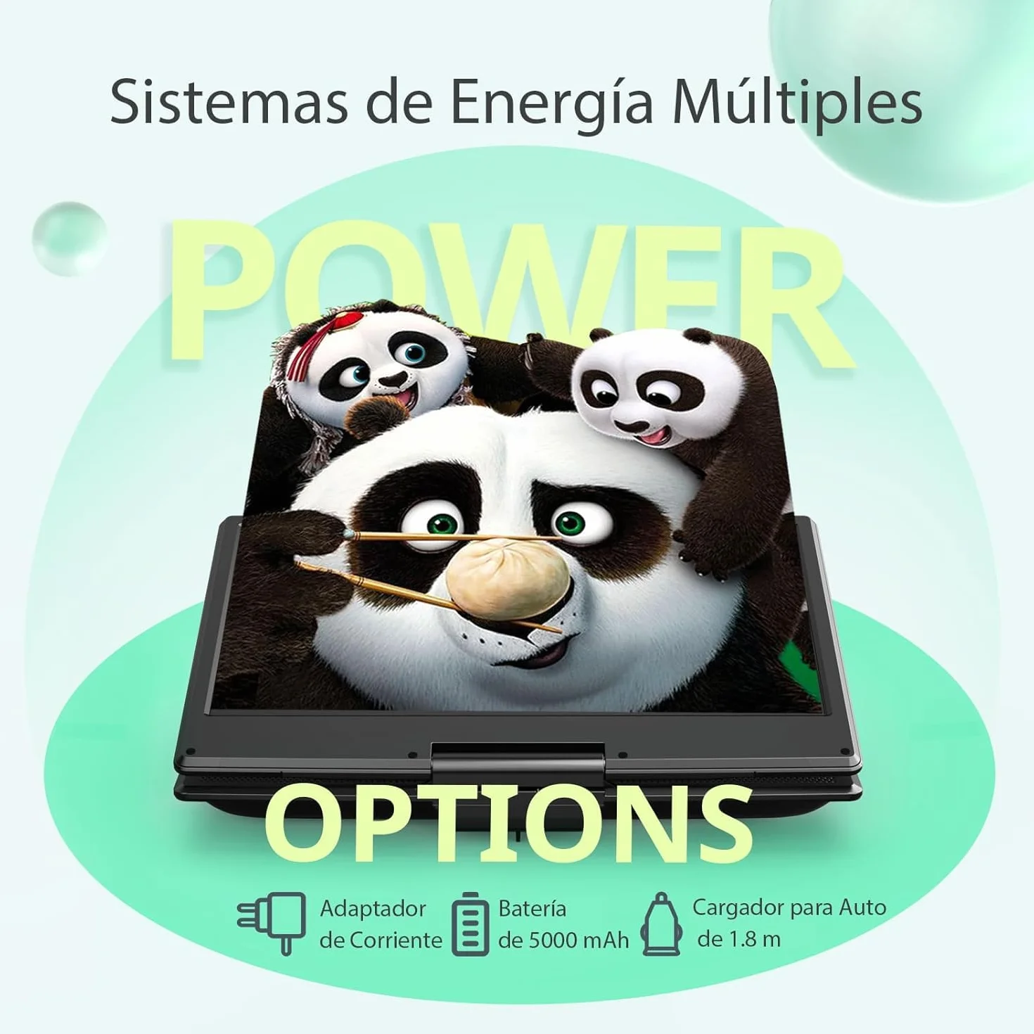 Yoton Reproductor DVD portátil de 14", DVD portátil para automóvil con parlantes estéreo duales y Conector para Auriculares, admite TV Sincronizada/Tarjeta SD y Lectura de Disco USB