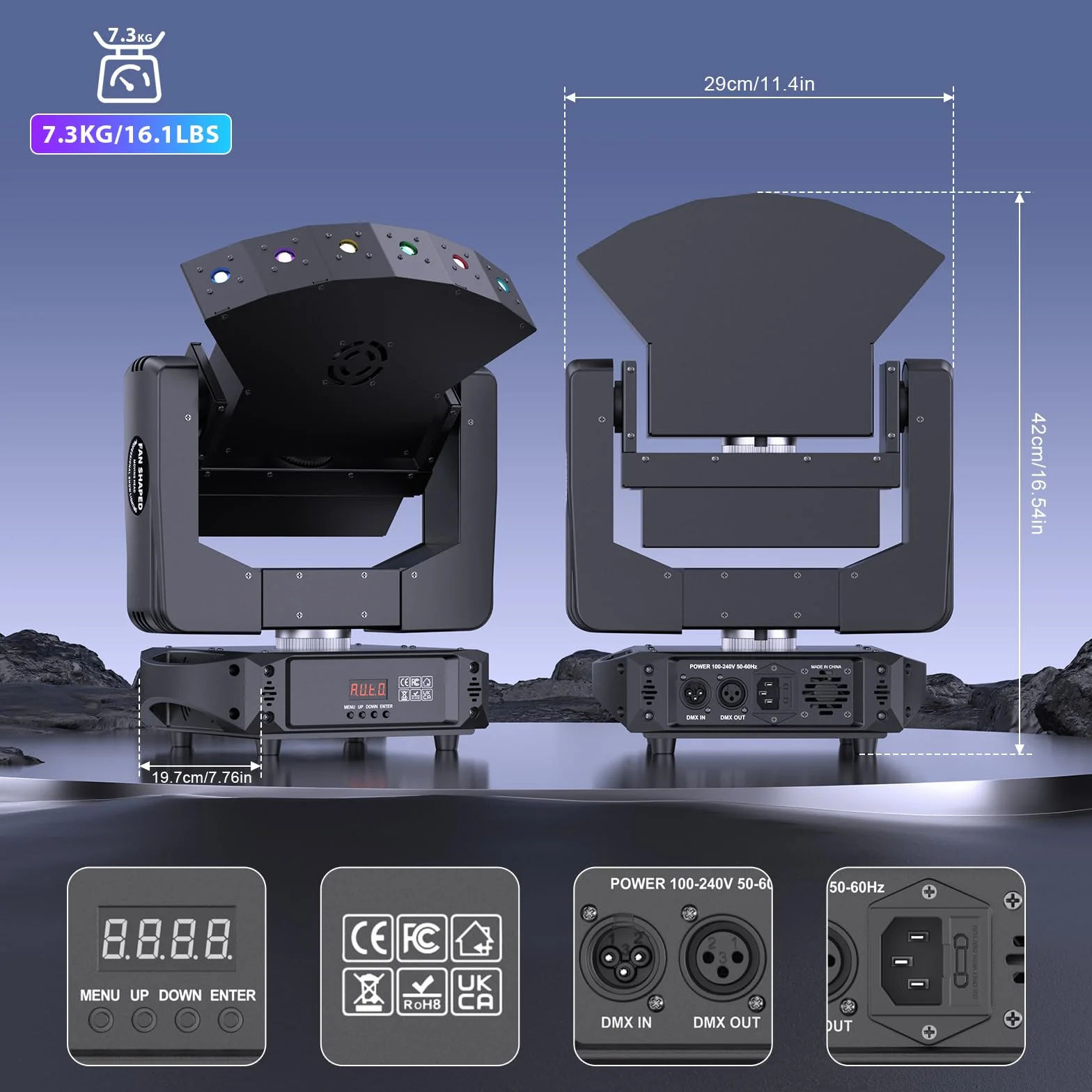 6-RGB Cabeza Móvil LED Beam Luz Discoteca DMX512 Iluminación de Escenario Focos de Efecto para Fiesta DJ Clubes Navidad